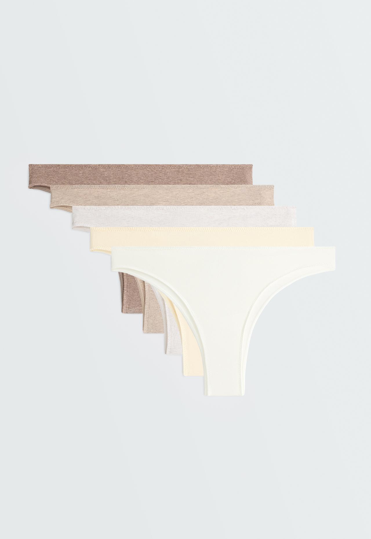 5 rib cotton blend Brazilian briefs — TAN MELANGE