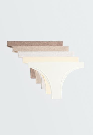 5 rib cotton blend Brazilian briefs — TAN MELANGE 1