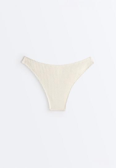 U-cut bubble-texture crochet medium-coverage bikini briefs — ECRU 8