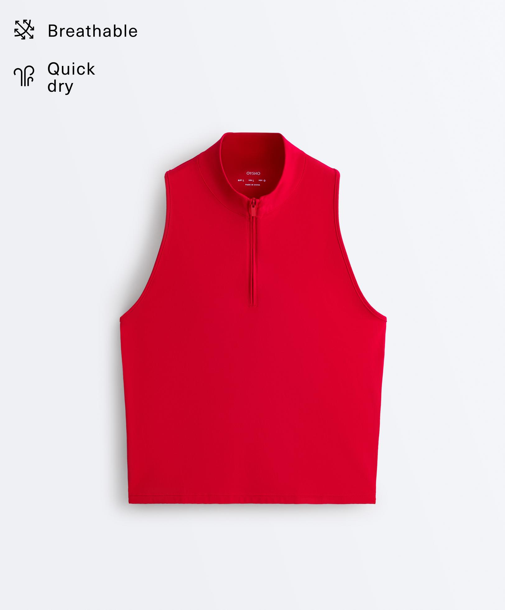 Sleeveless half-zip T-shirt Sleeveless half-zip T-shirt