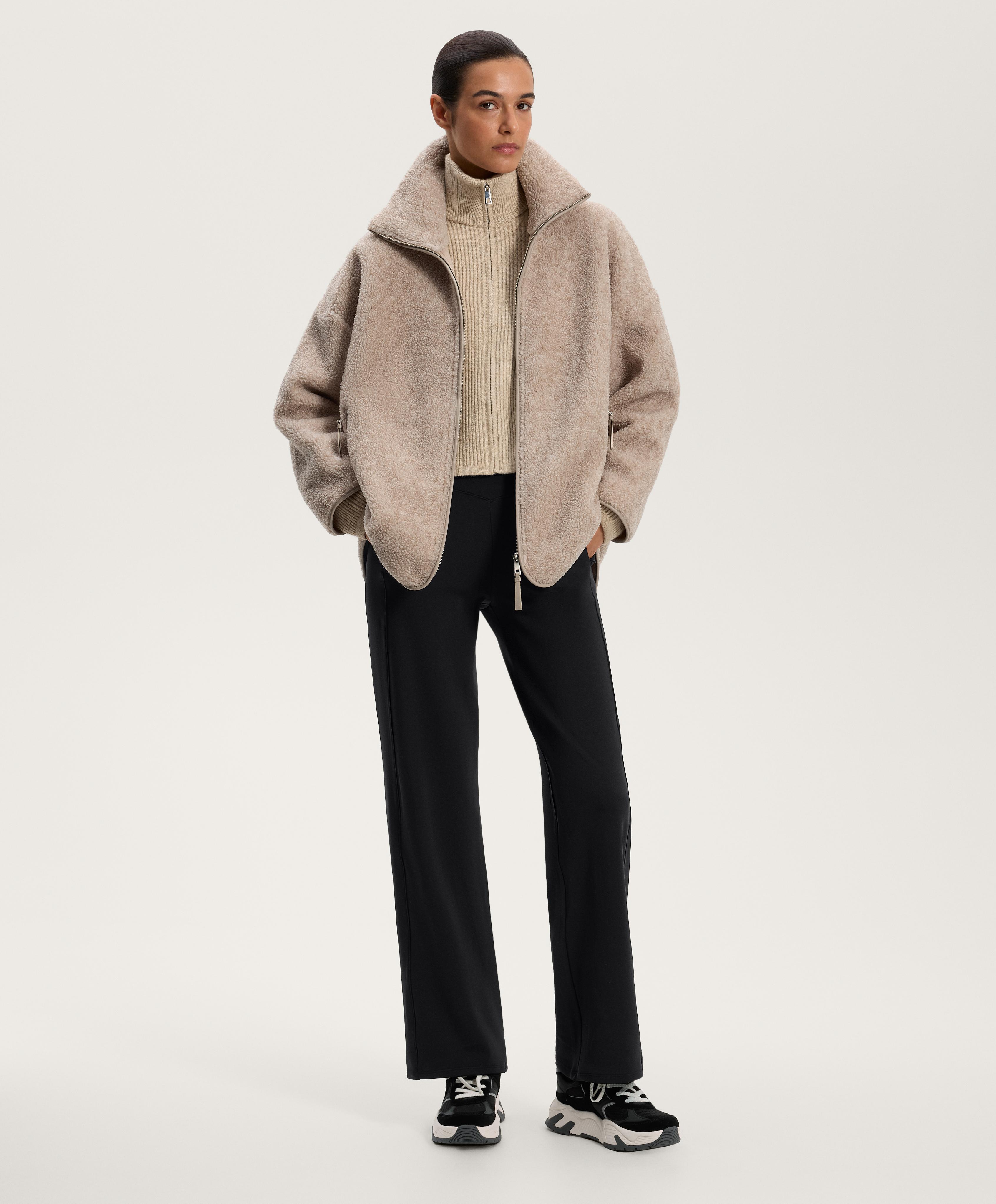 High-rise warm straight-leg trousers