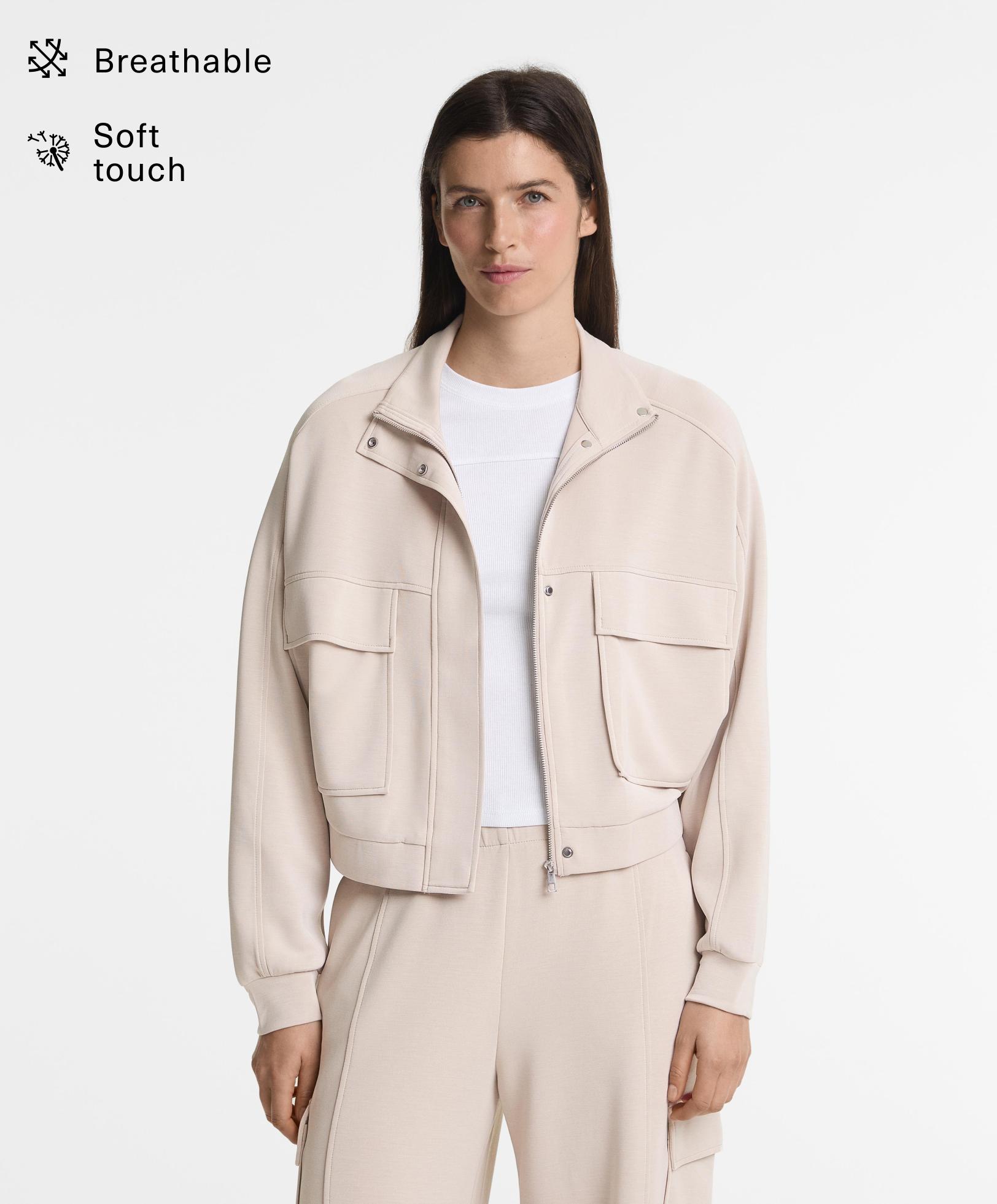 Soft-touch jacket with modal and pockets