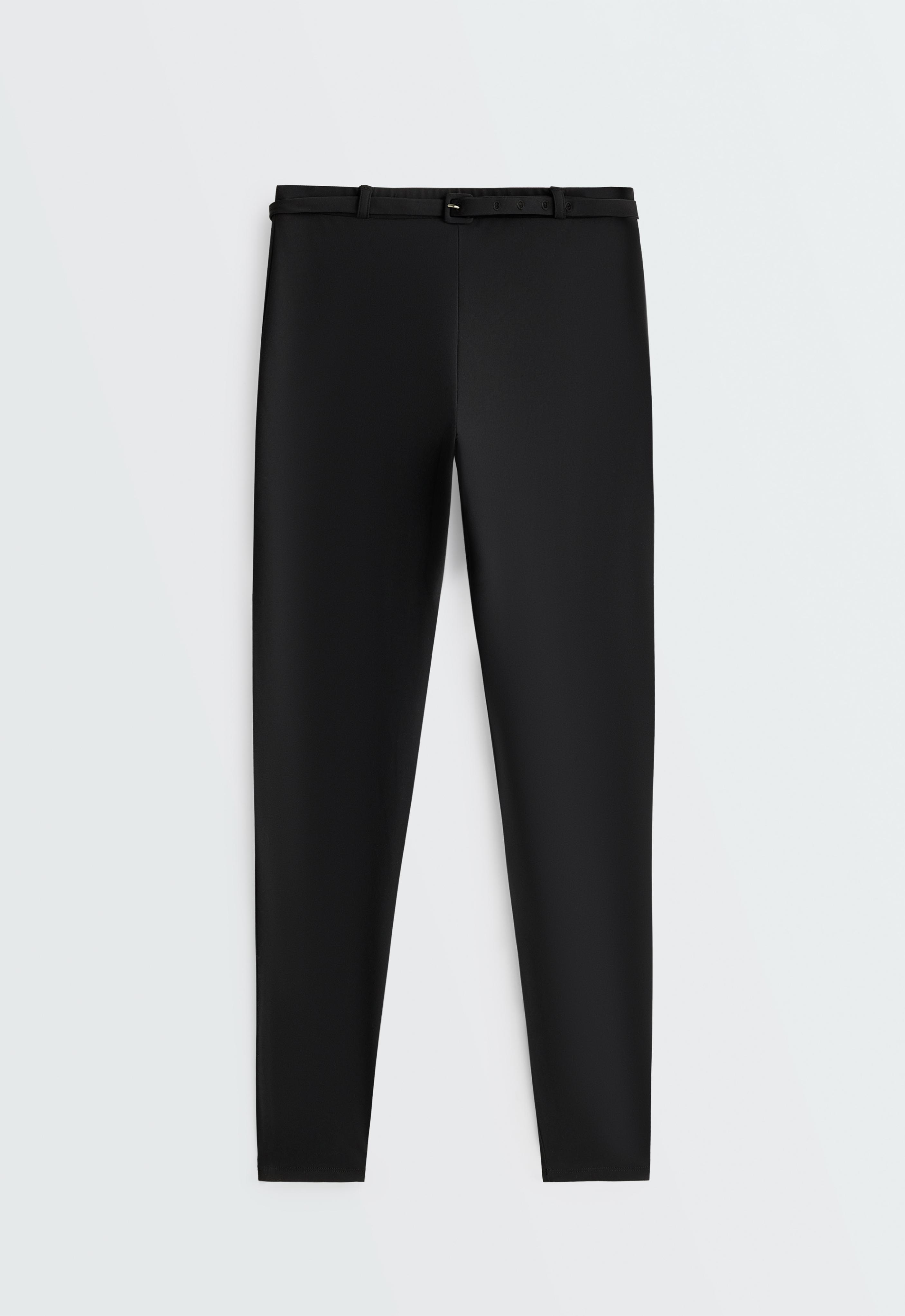 Comfortlux high-rise 65cm ankle-length leggings with belt — BLACK