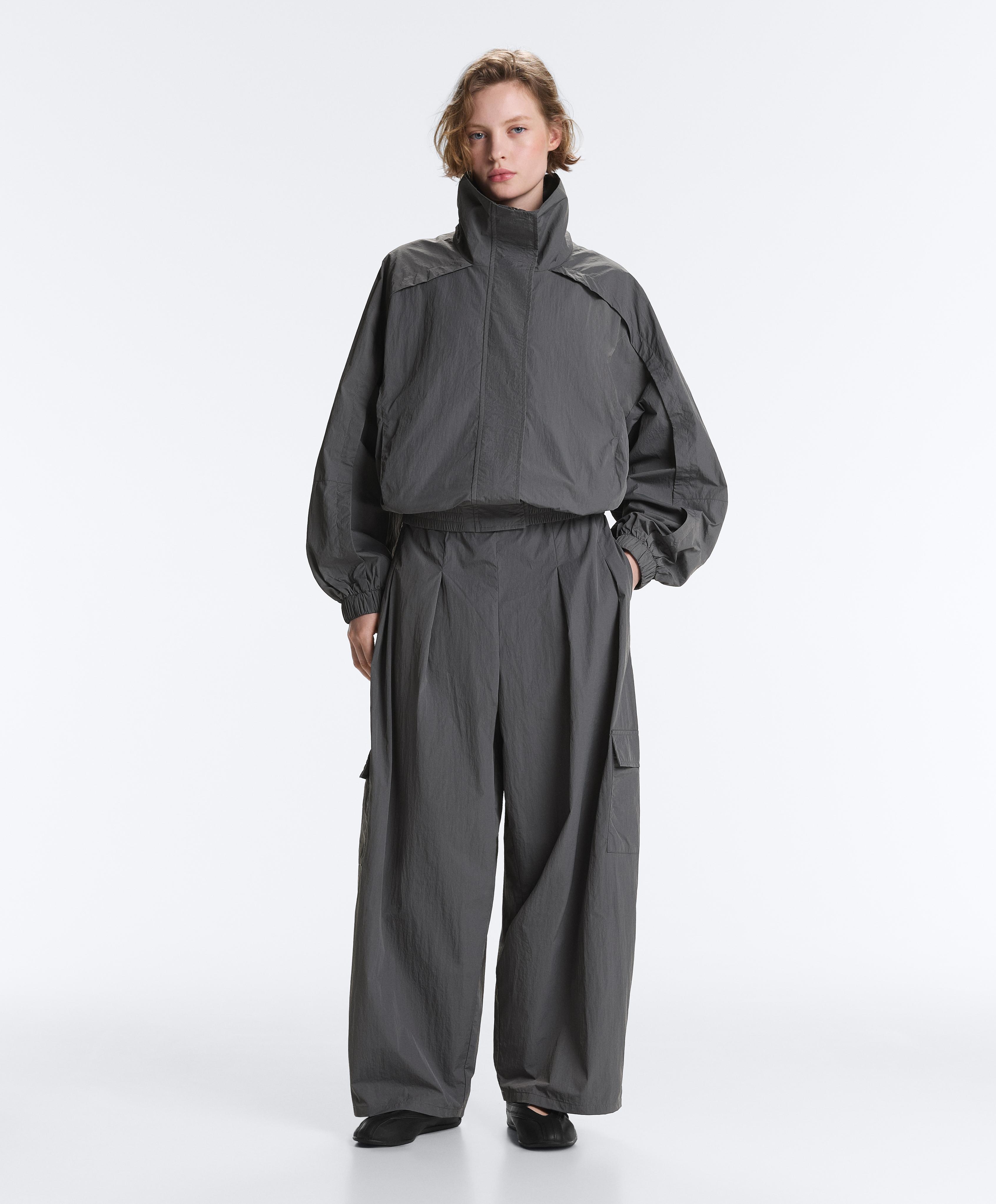 Water-repellent high-neck Track jacket — ASPHALT GREY