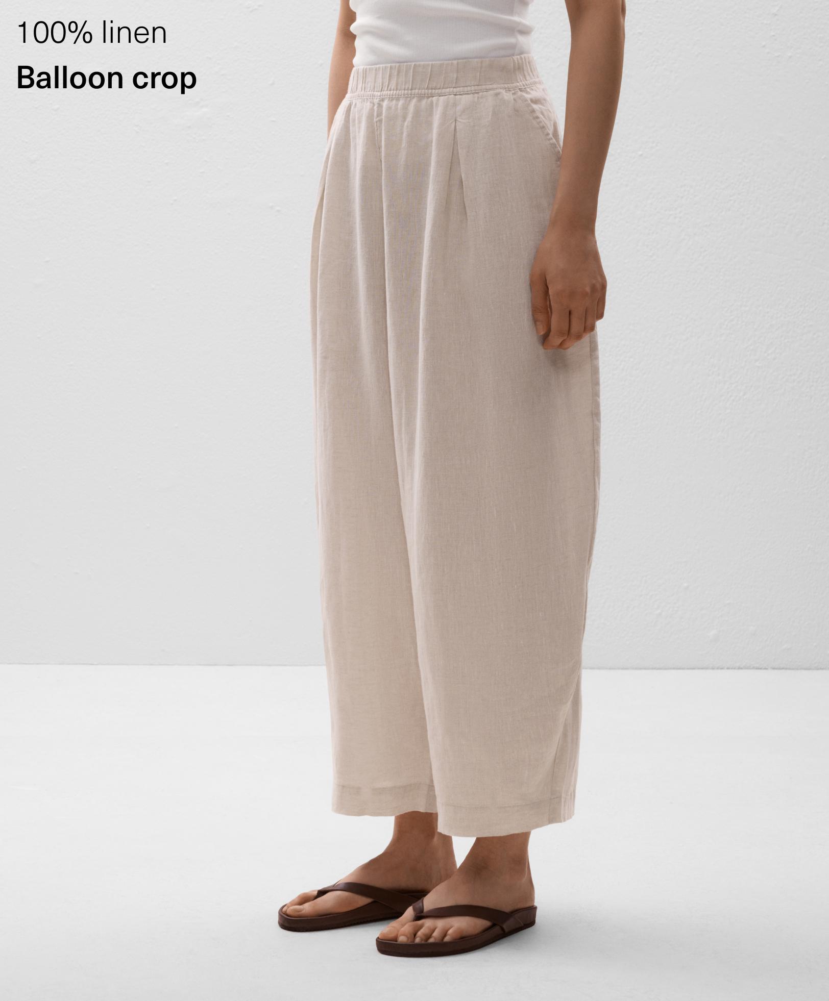 Pantalon crop balloon 100 % lin - Soldes