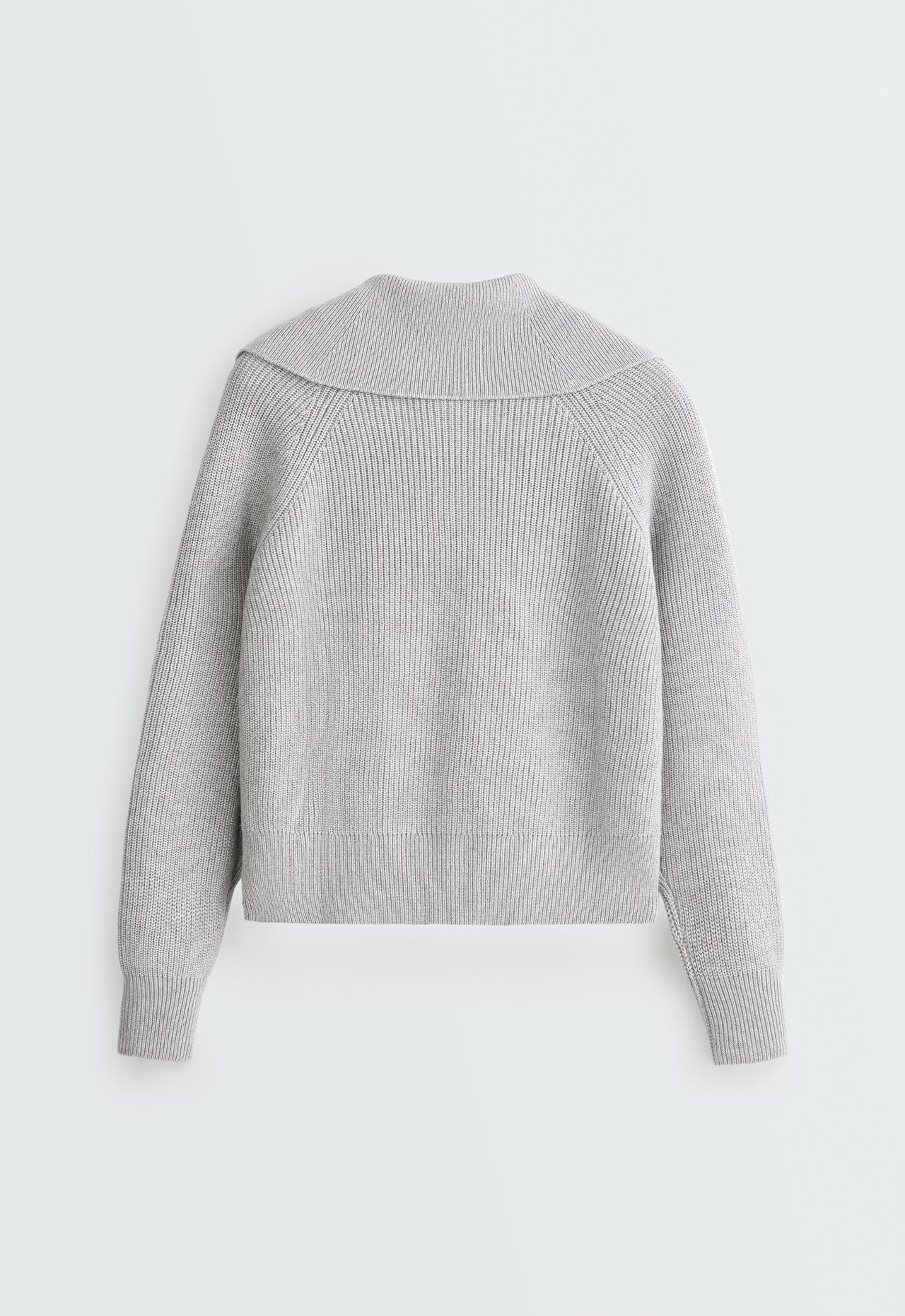 Jacket knit 20% wool buttons — PALE GREY