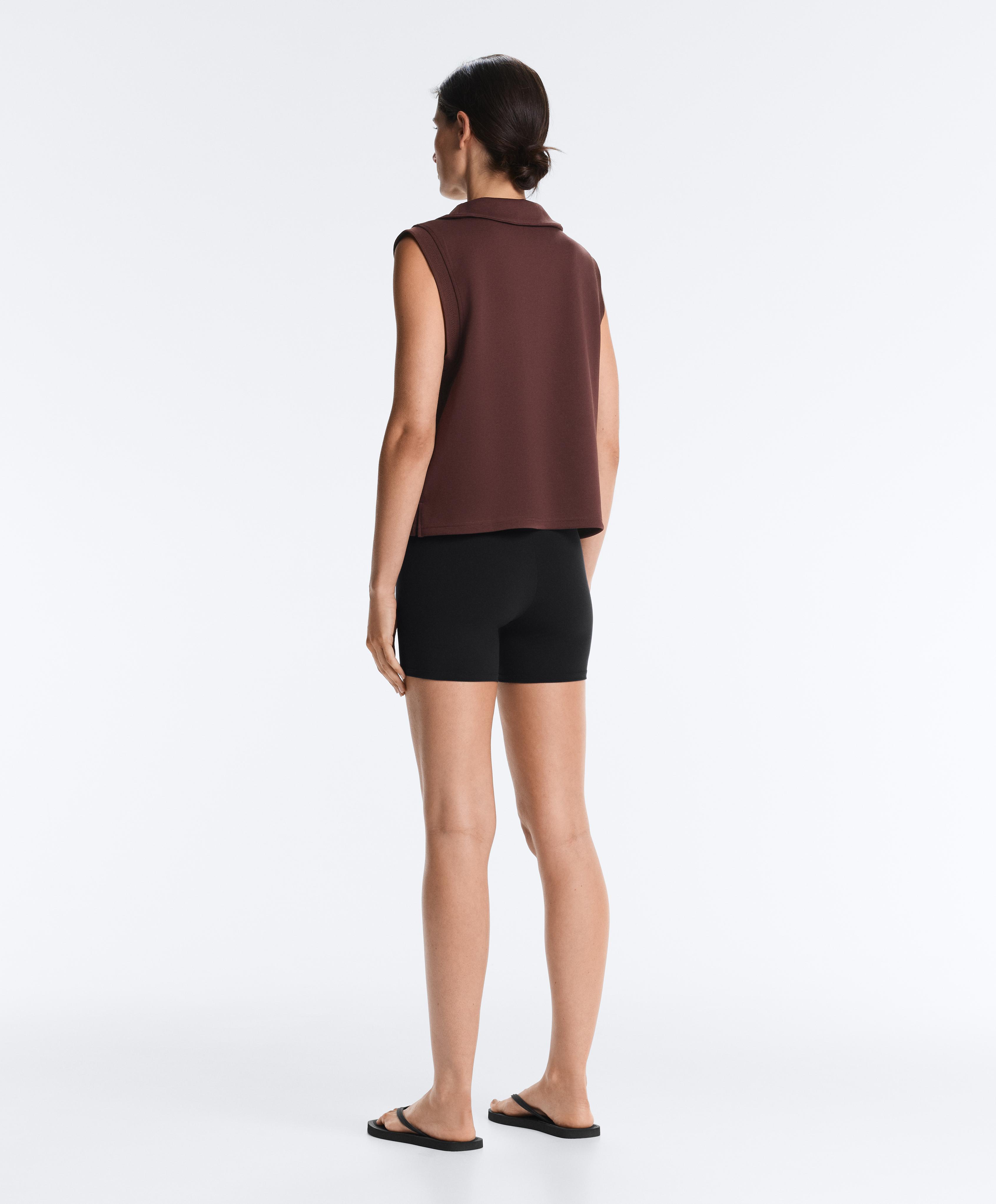 Cotton piqué sleeveless vest — CHOCOLATE