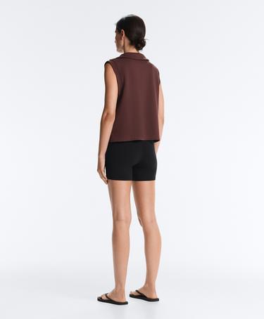 Cotton piqué sleeveless vest — CHOCOLATE 8