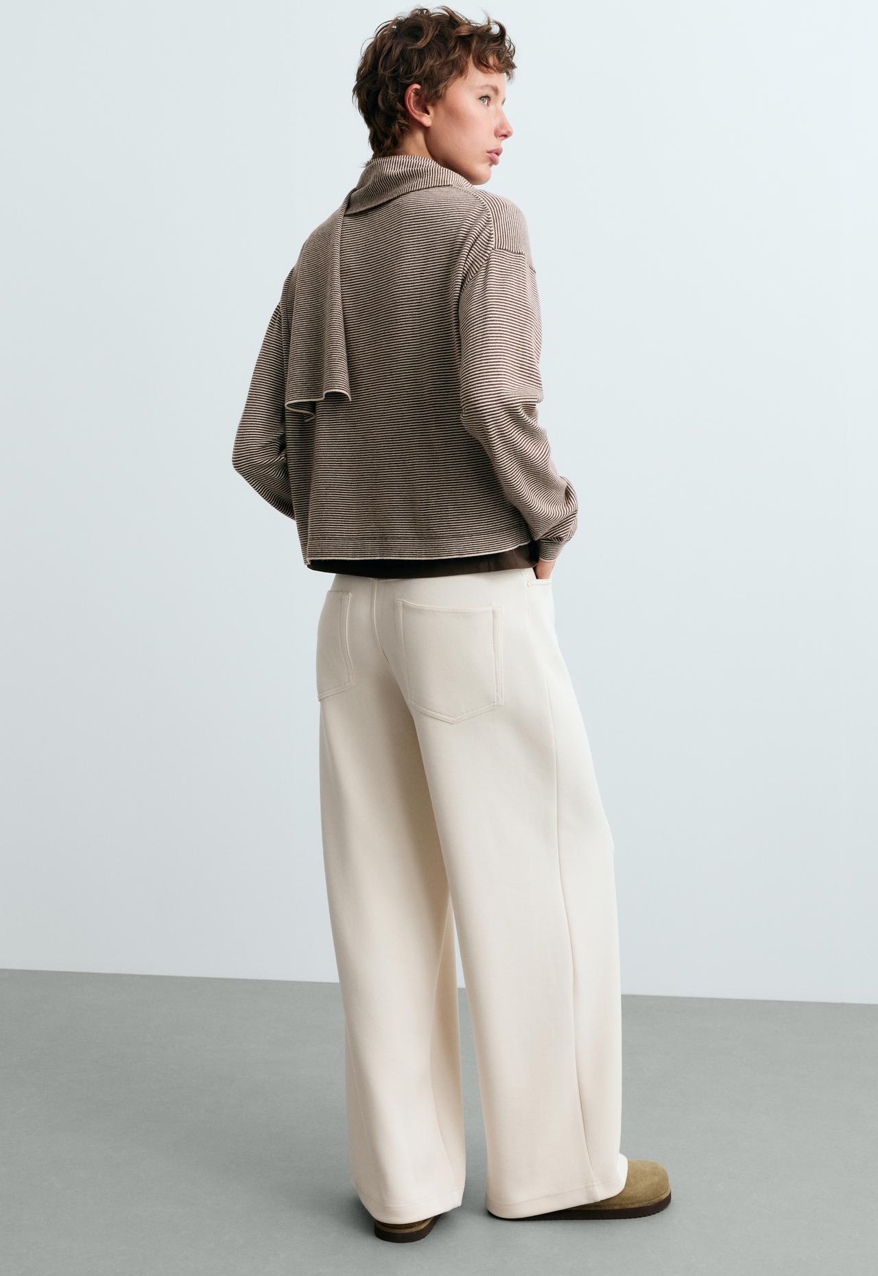 Long sleeve cardigan with scarf detail — TAUPE                   