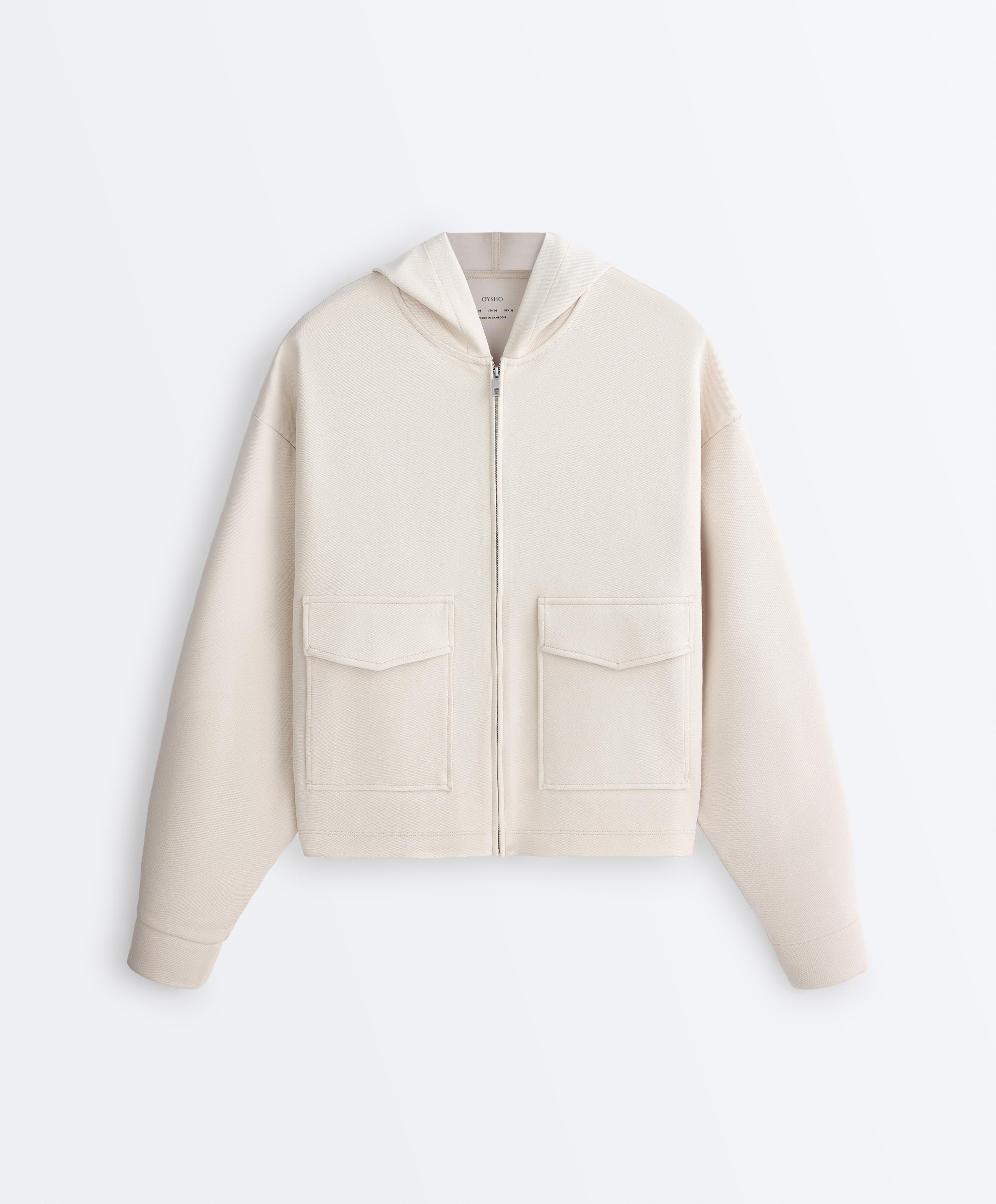 Chaqueta piqué capucha con algodón