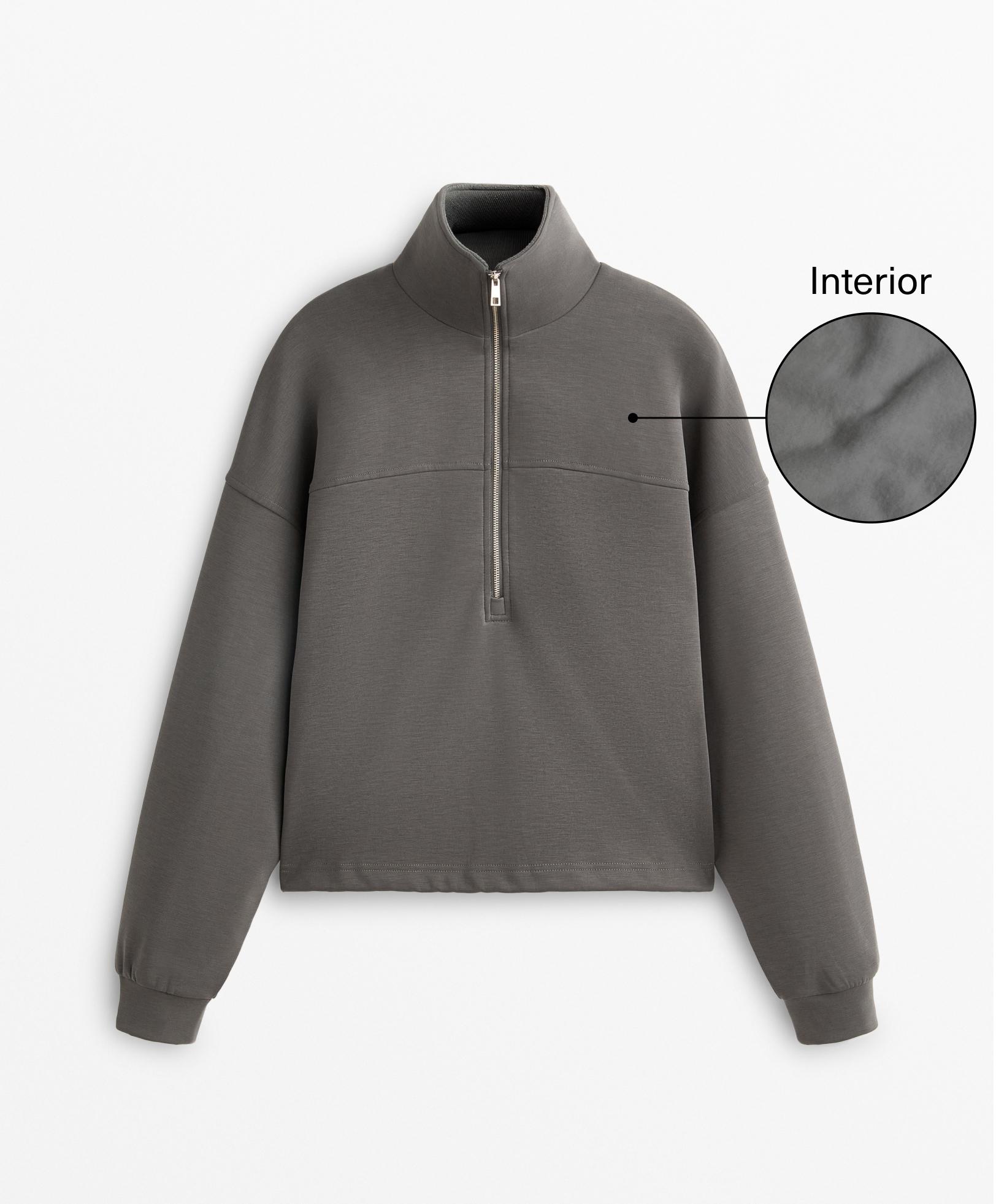 Sudadera media cremallera con modal brushed