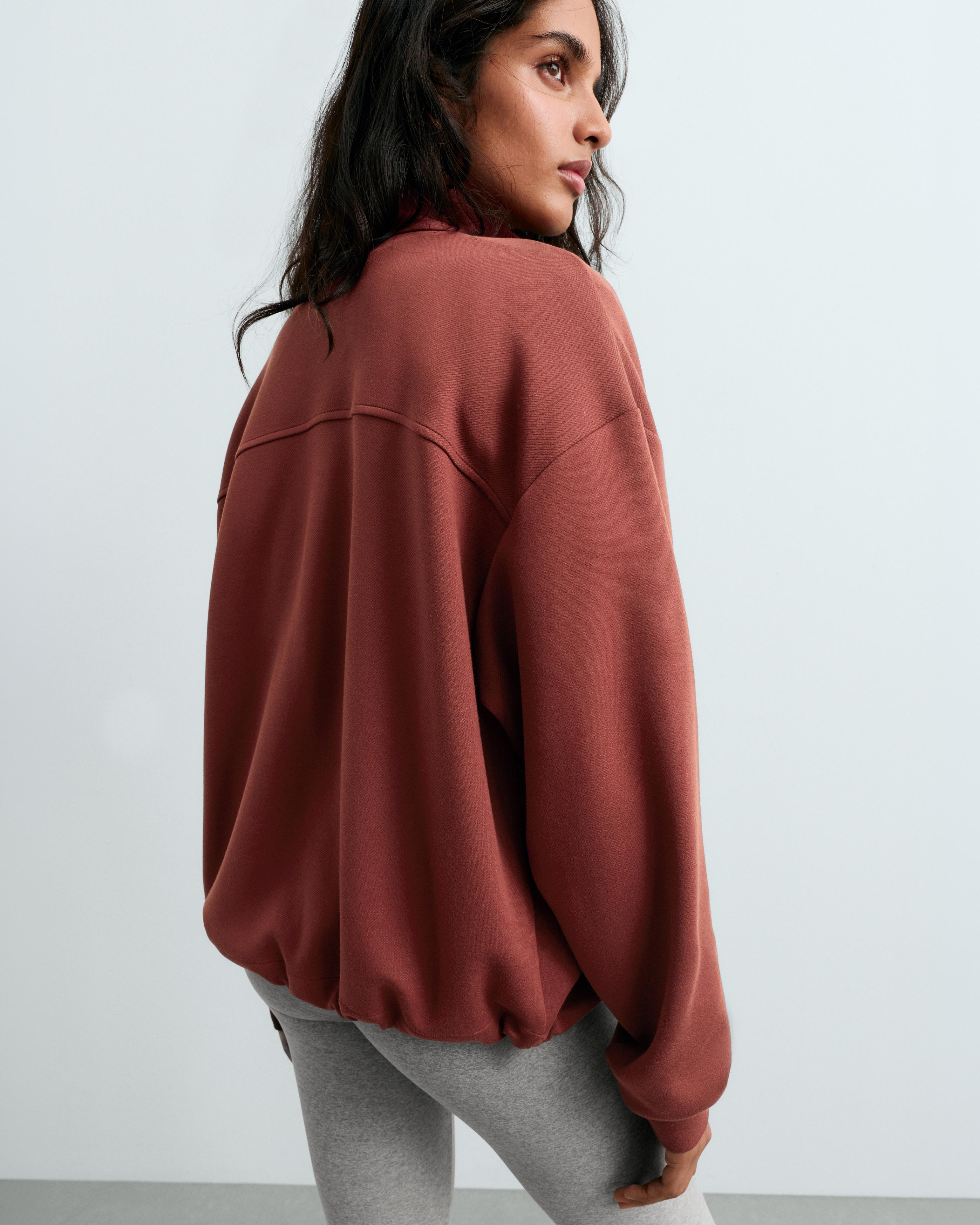 High-neck zip-up jacket — DARK BRICK