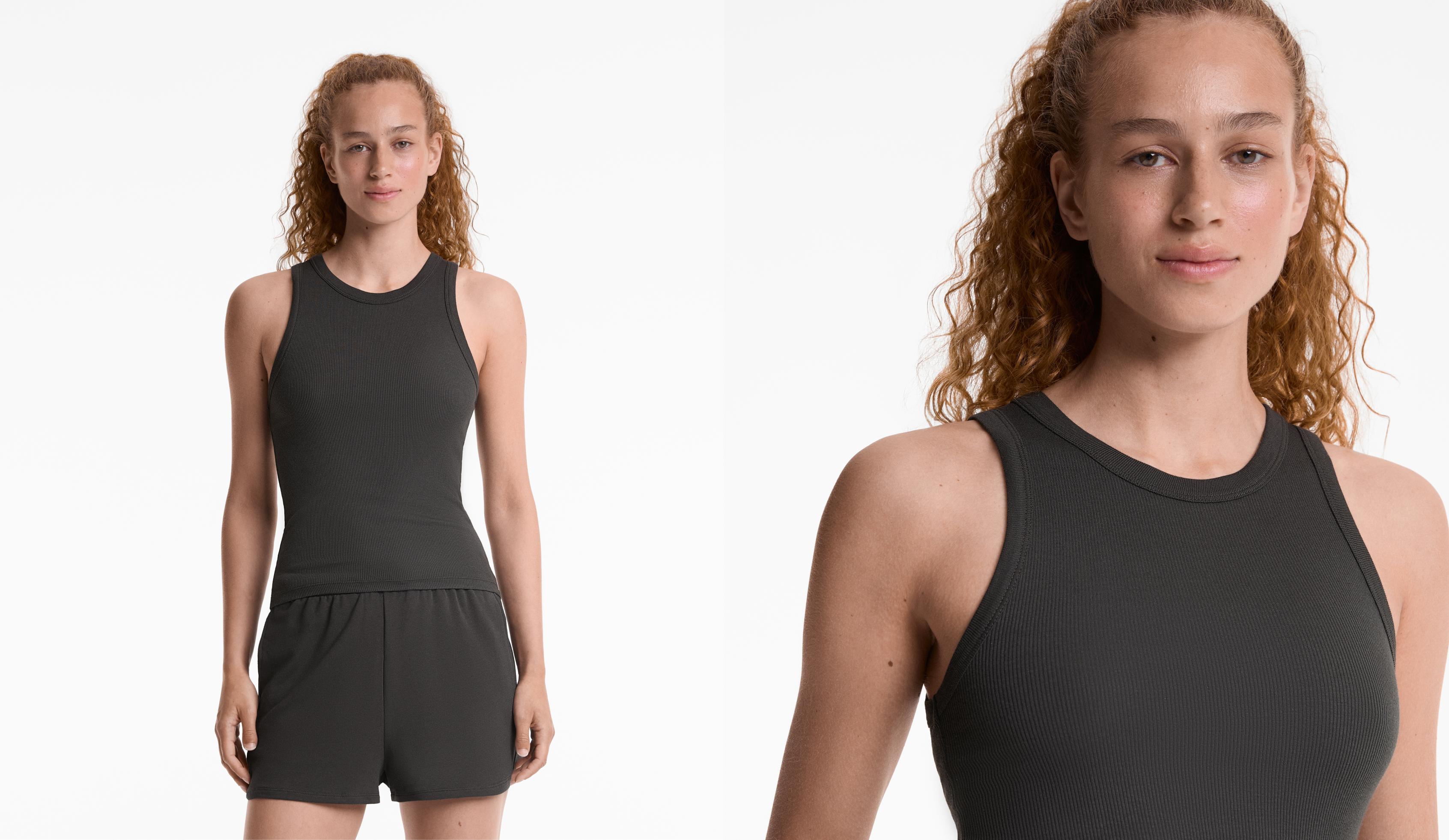 Rib halter top with cotton and modal