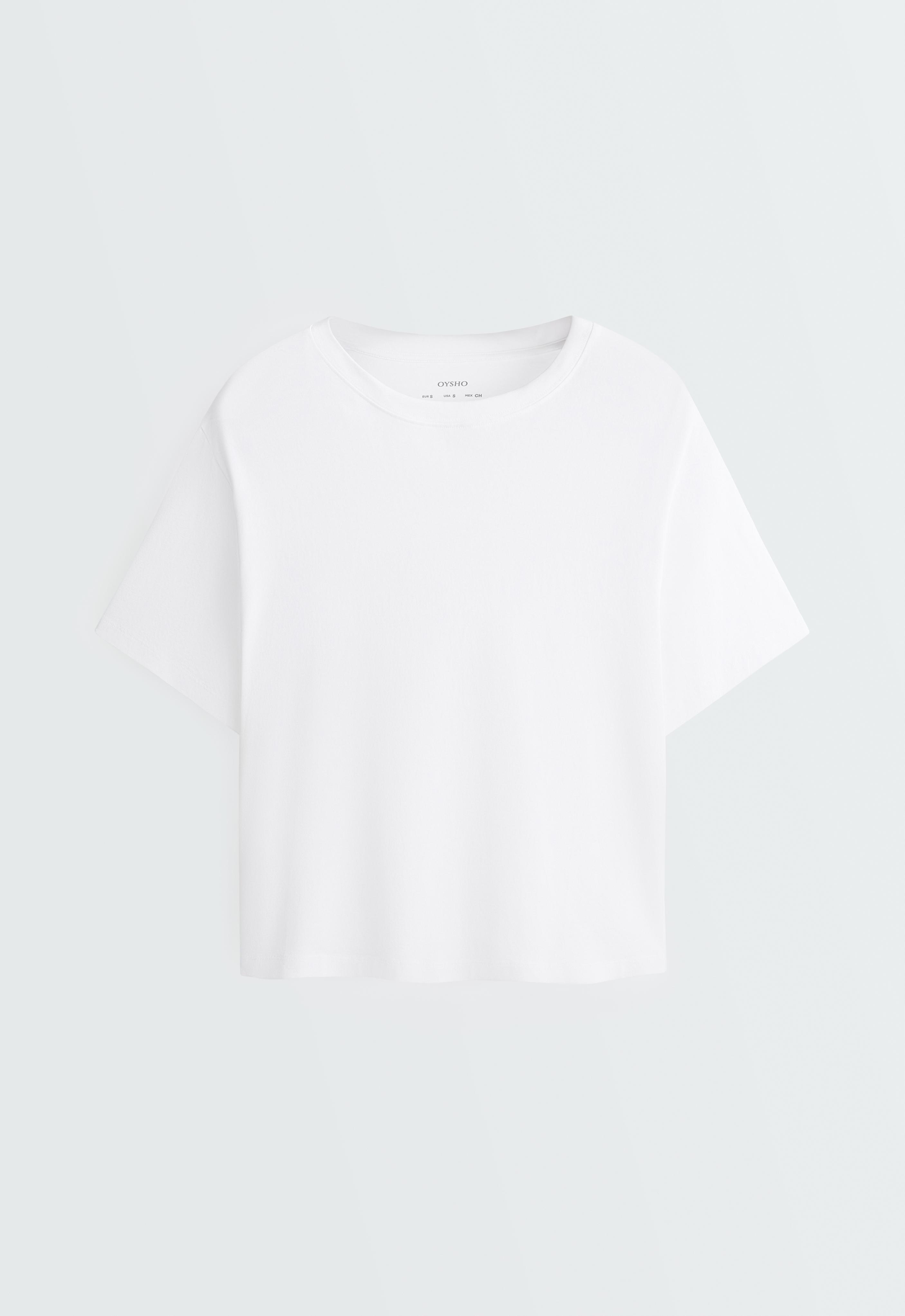 Boxy short-sleeved cotton blend T-shirt — WHITE 