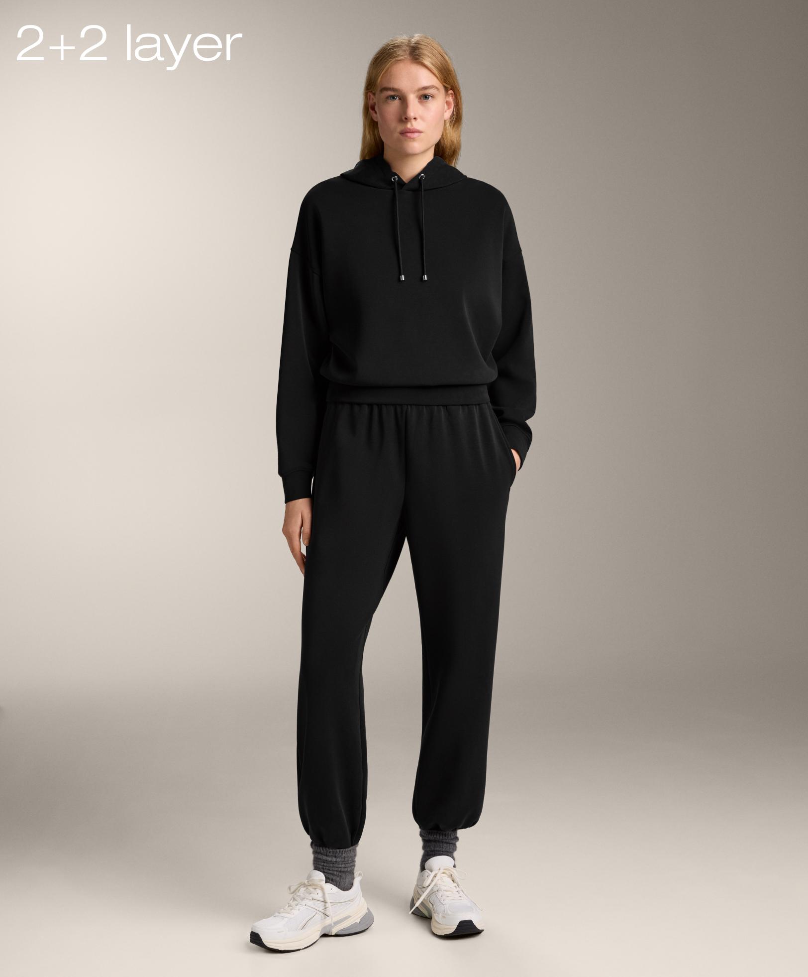 Total look 1+2 layer black modal trousers and sweatshirt Total look 1+2 layer black modal trousers and sweatshirt