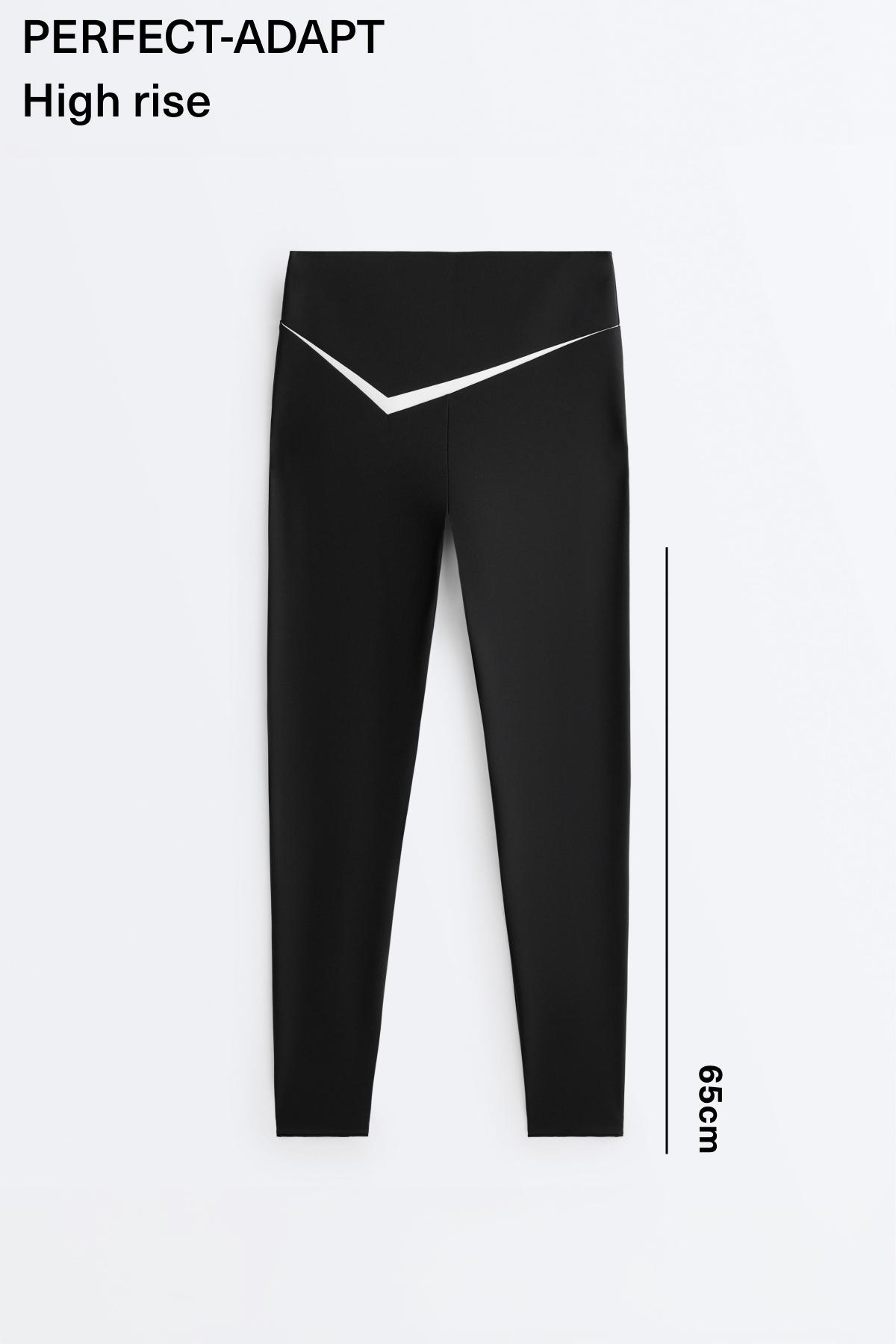 Perfect-adapt high rise ankle-length leggings with contrast detail — BLACK