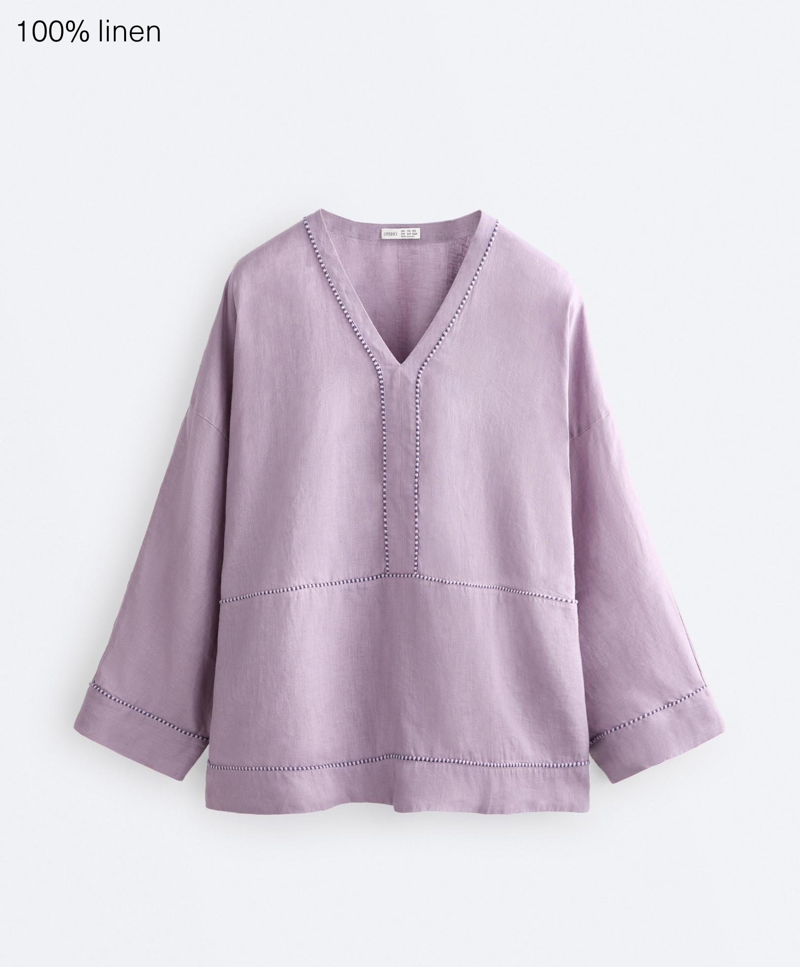100% linen kaftan shirt — LILAC