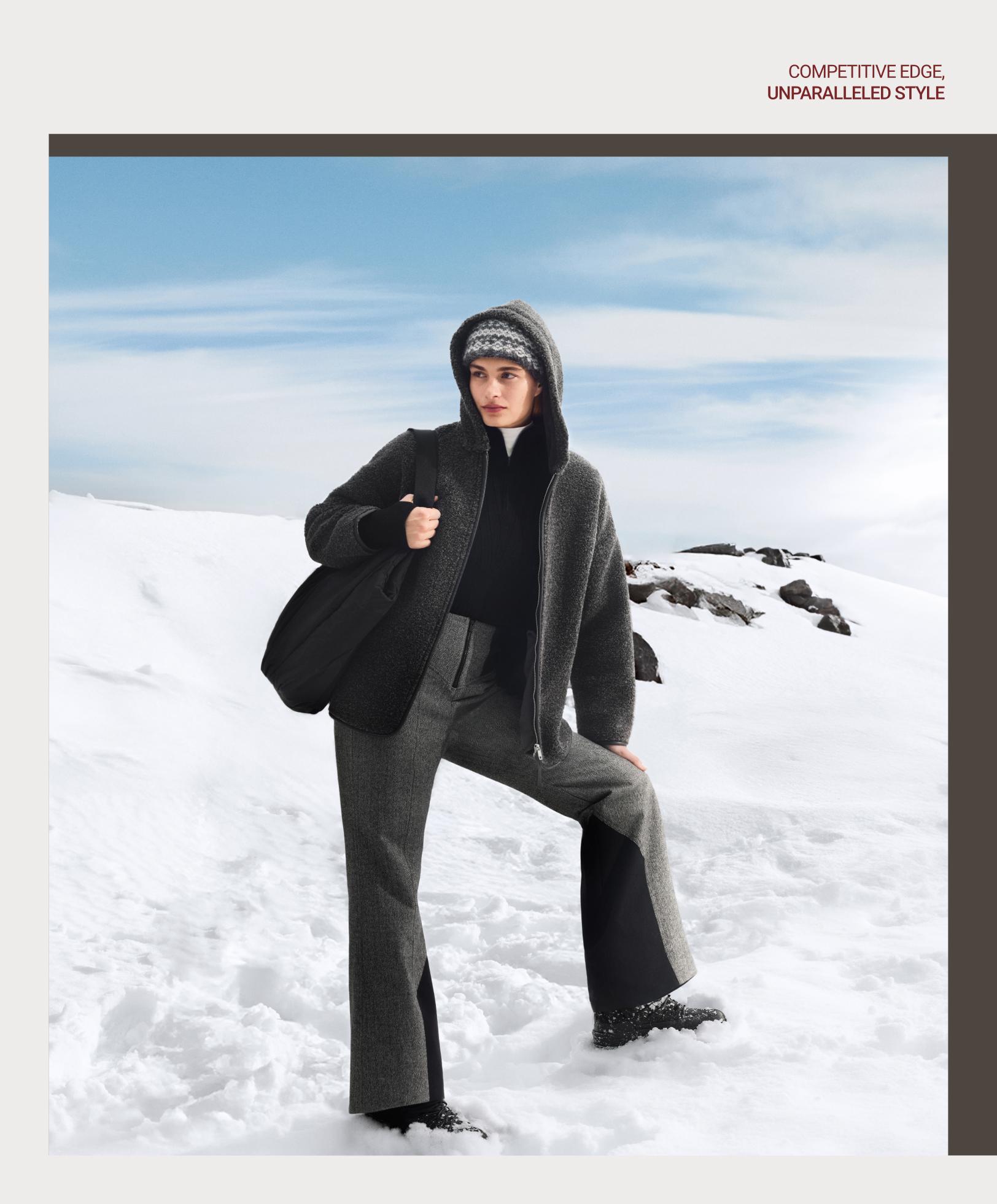 Oversize faux-shearling jacket with faux-fur lined hood — DARK-GREY MELANGE
