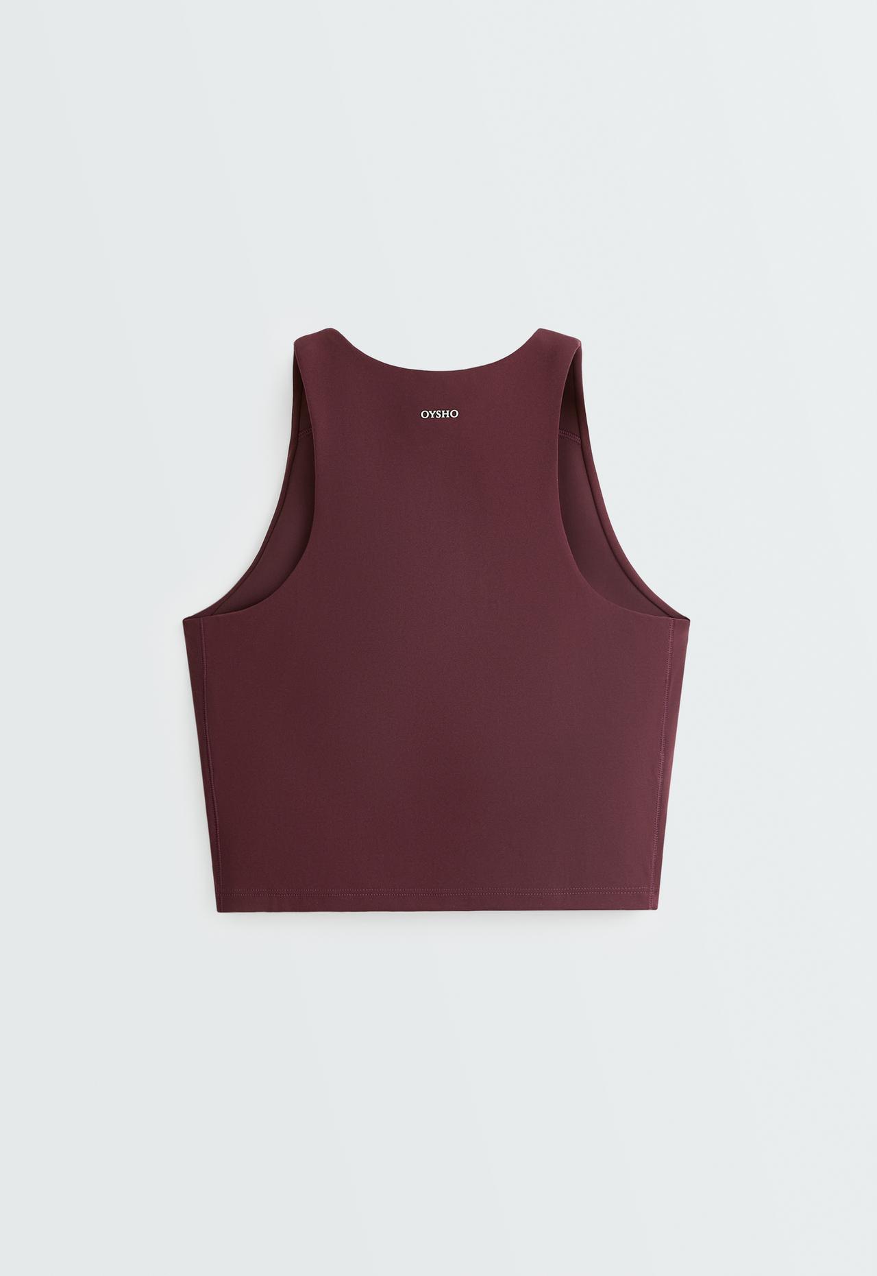 Compressive halter tank top — BURGUNDY