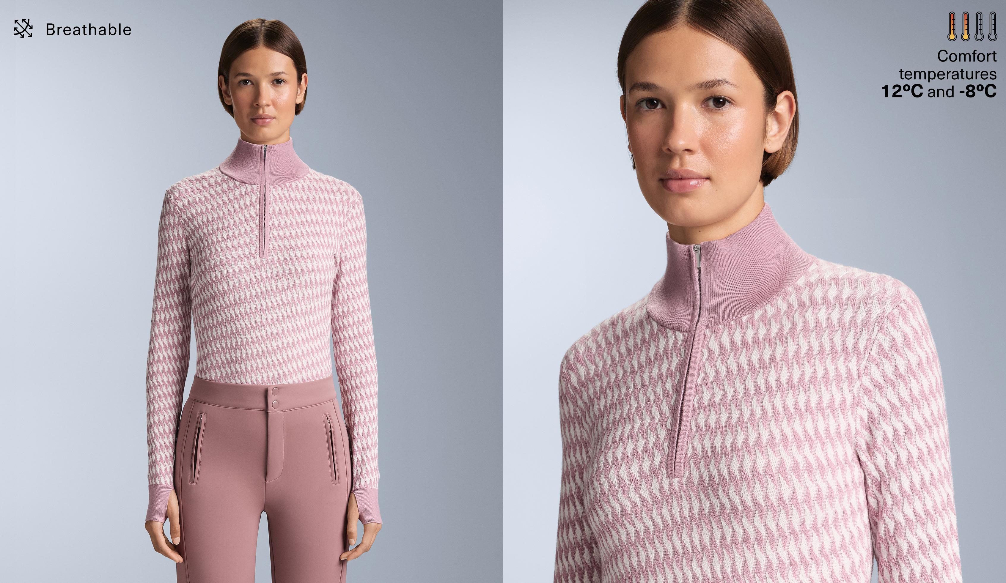 Geometric jacquard knit thermal base layer top Geometric jacquard knit thermal base layer top
