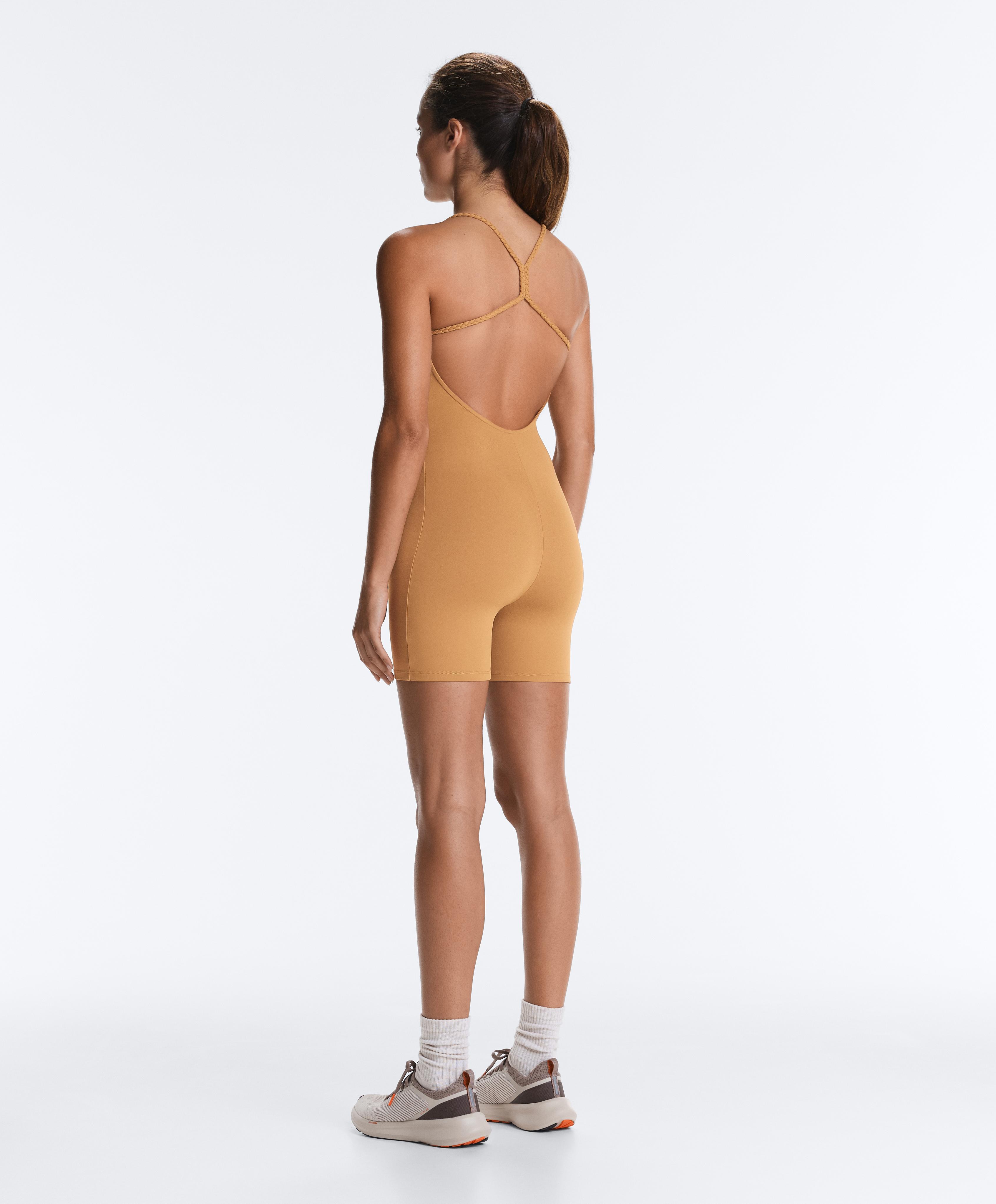 Comfortlux braided short jumpsuit — MUSTARD