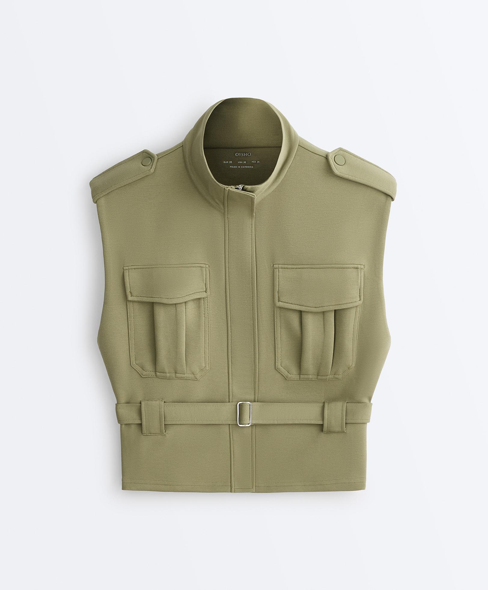 Utility piqué gilet with cotton belt — YELLOW GREEN