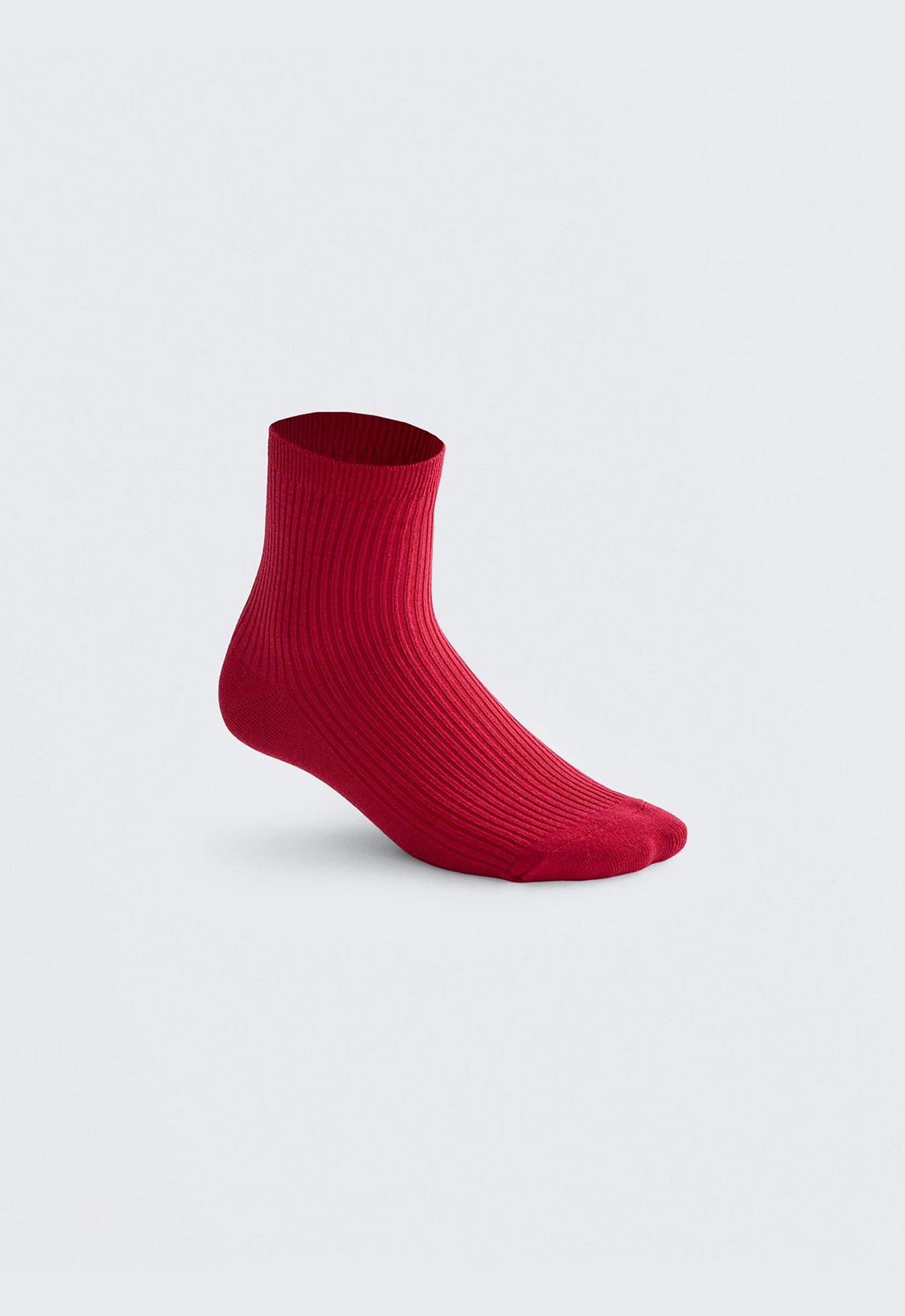 5 pairs of cotton blend quarter socks — BRIGHT RED