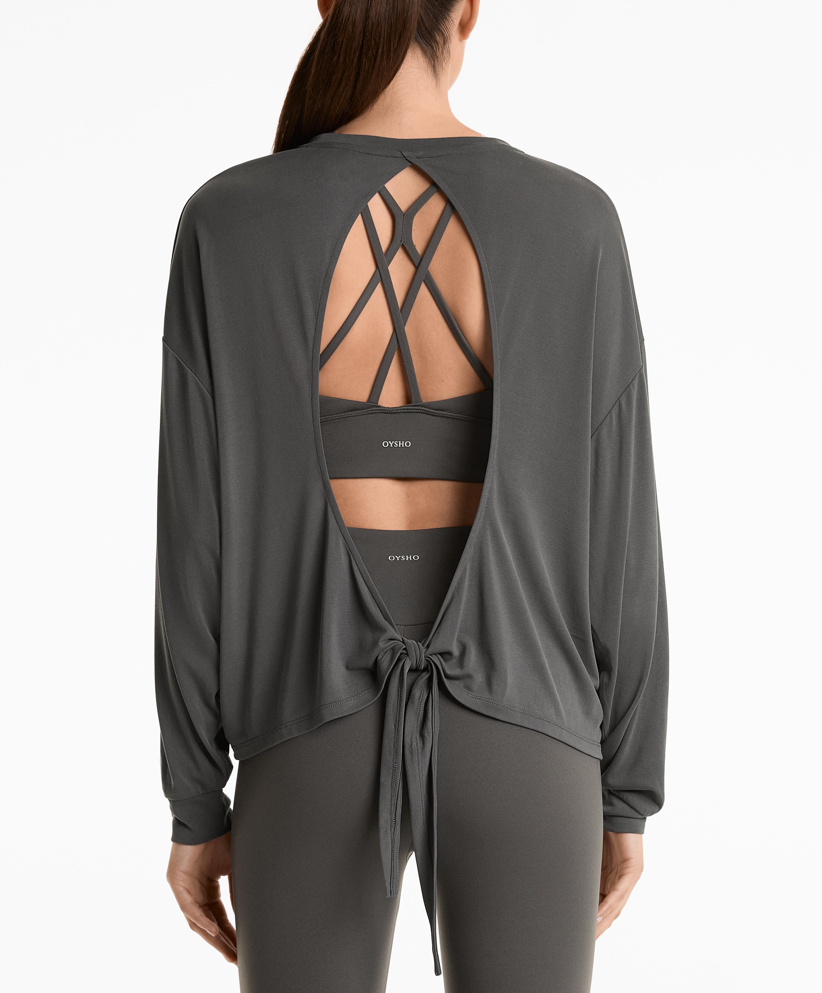Modal blend open back T-shirt with tie