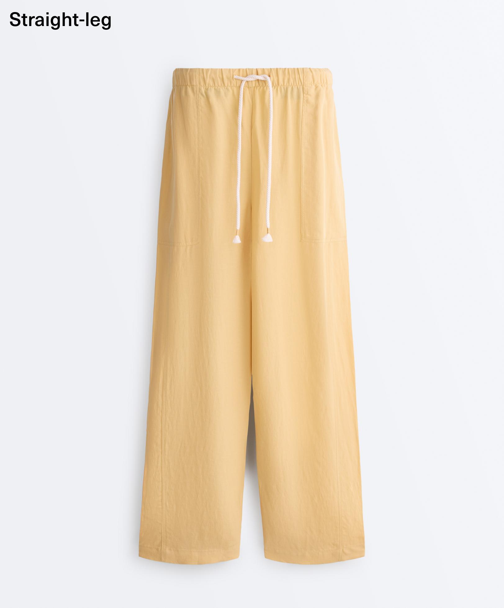 Lyocell blend and 24% linen straight trousers — MID-YELLOW