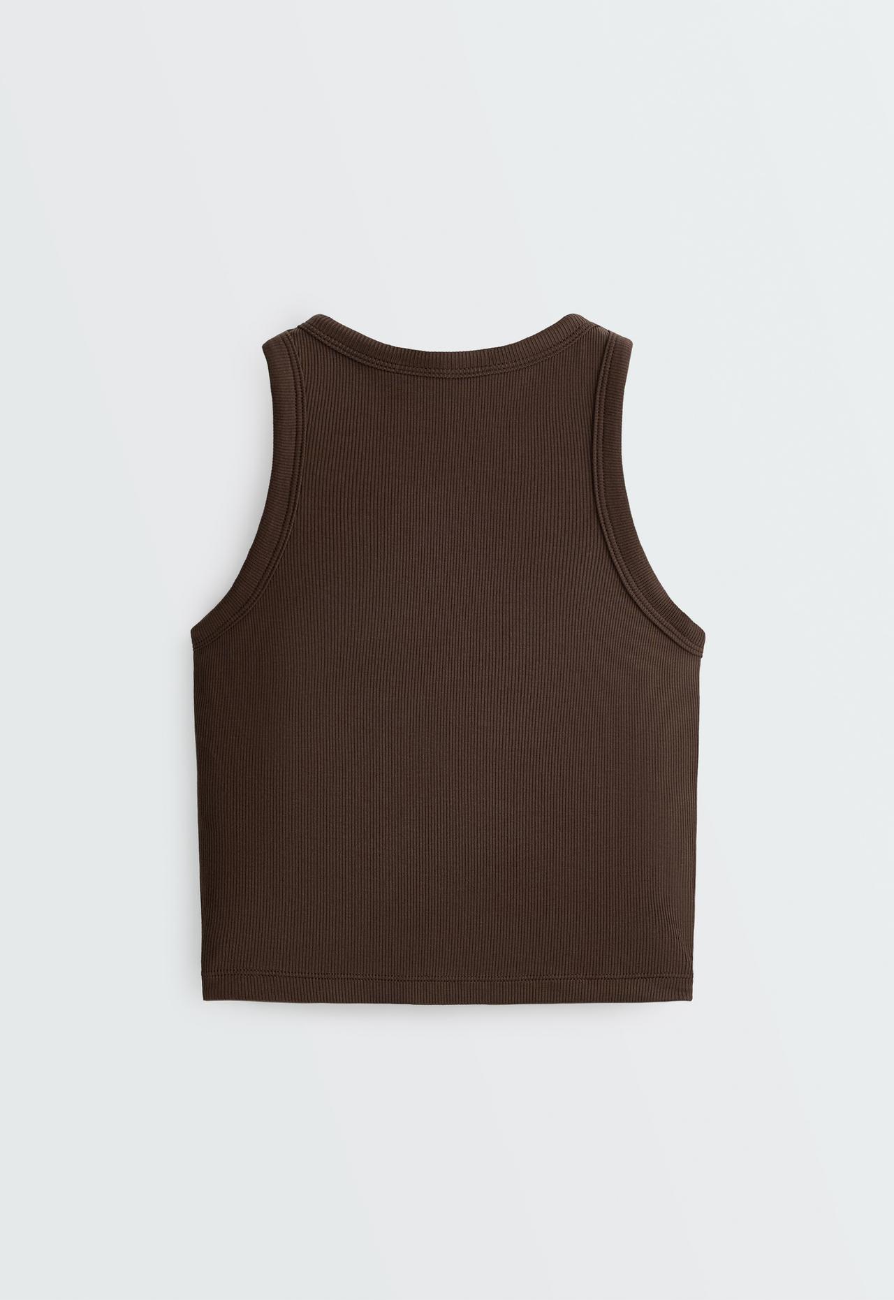 Long modal blend rib tank top — DARK BROWN