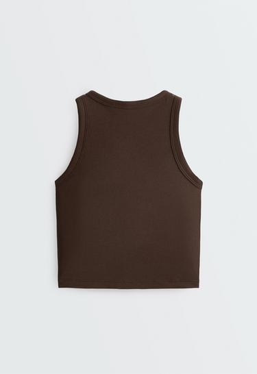 Long modal blend rib tank top — DARK BROWN 6