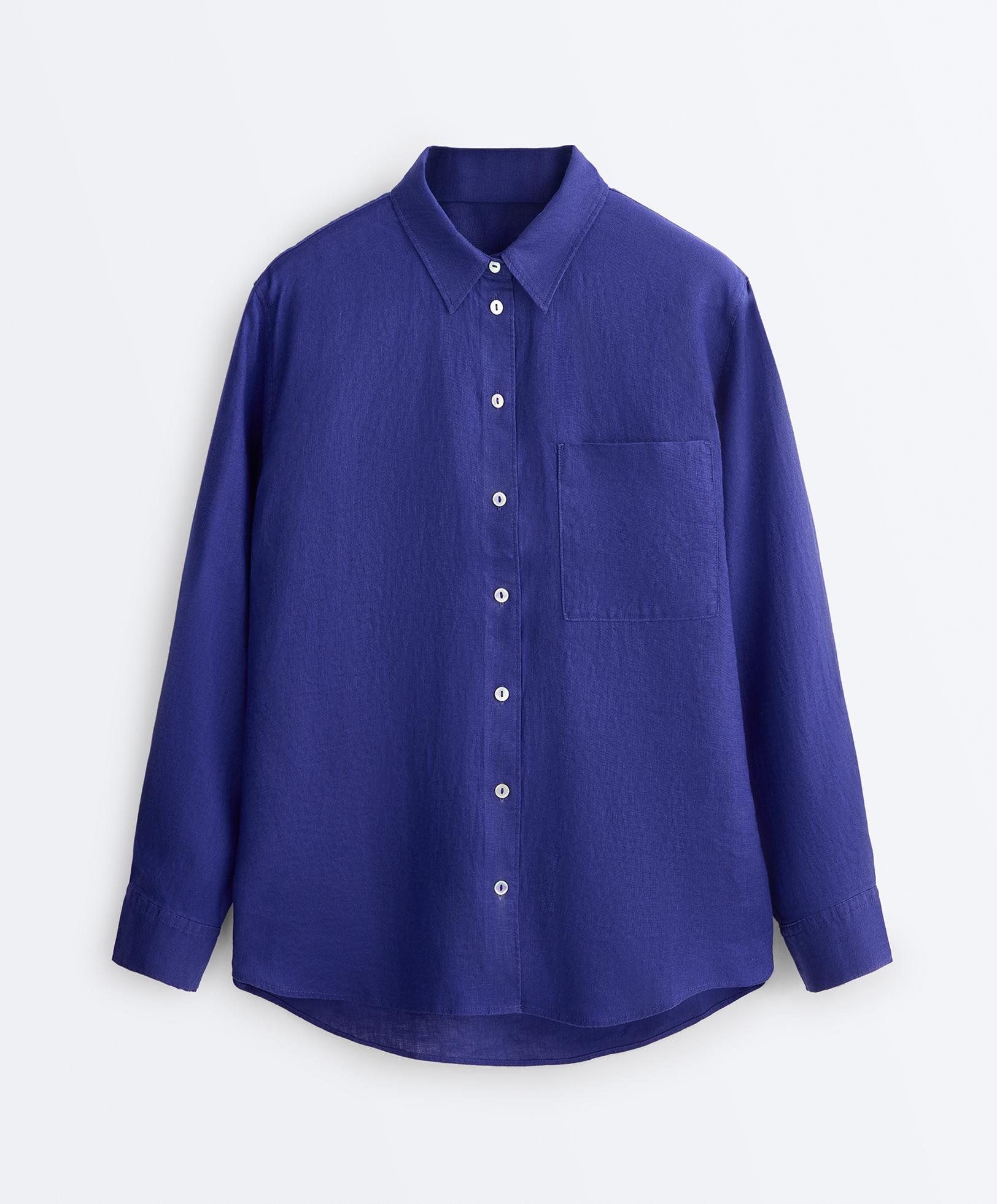 100% linen relaxed shirt — COBALT