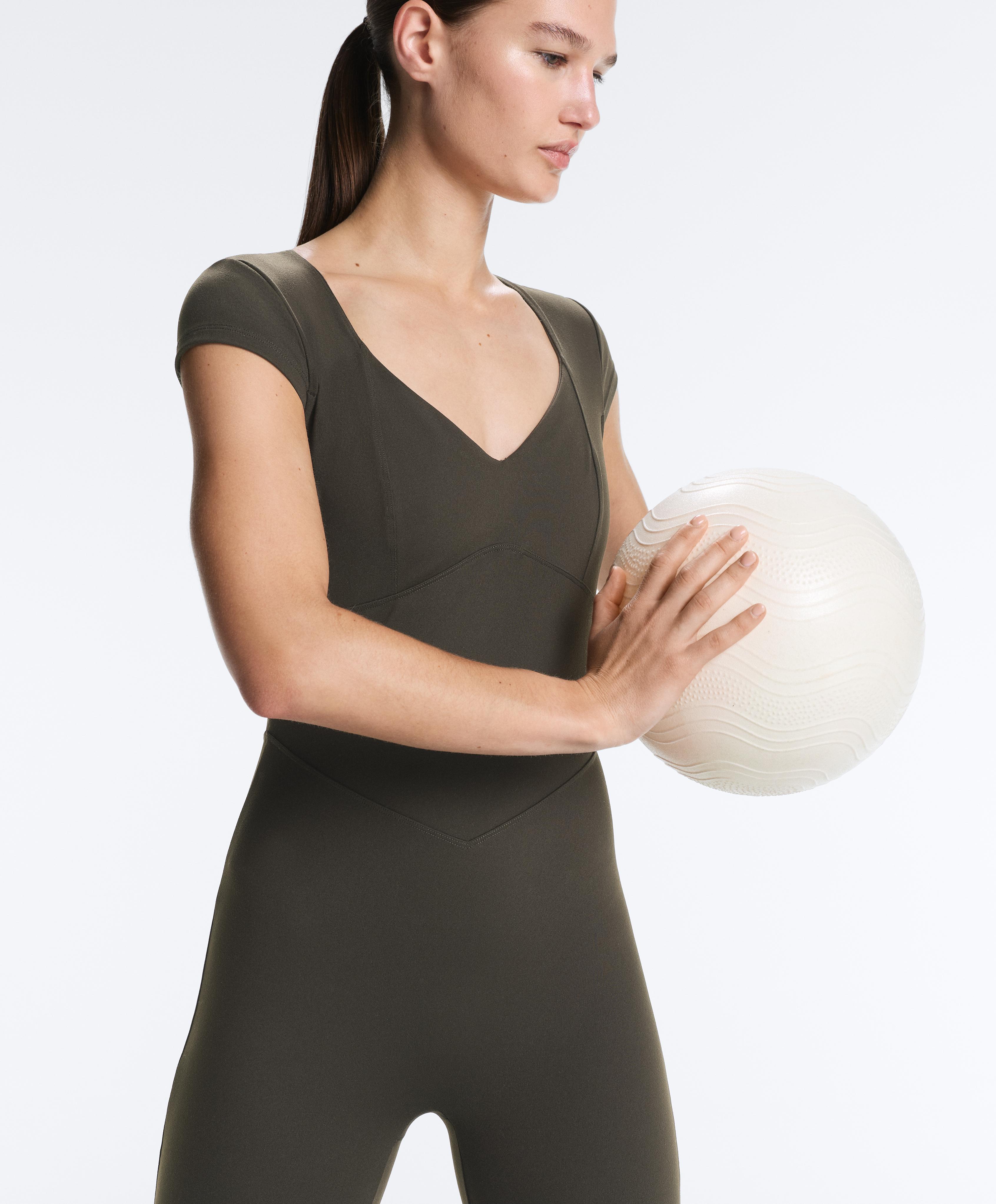 Evermove short-sleeve long jumpsuit — BROWN