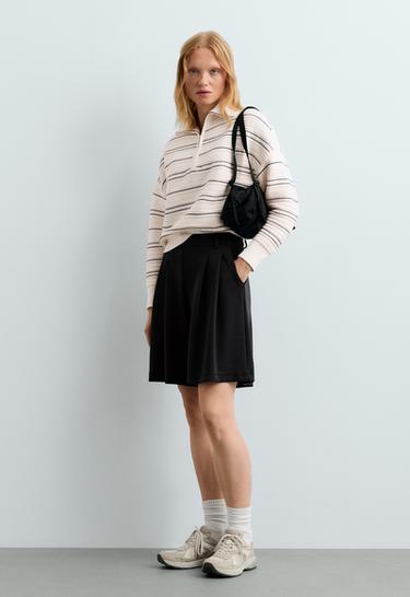 Soft-touch modal Bermuda shorts with pleats — BLACK 1