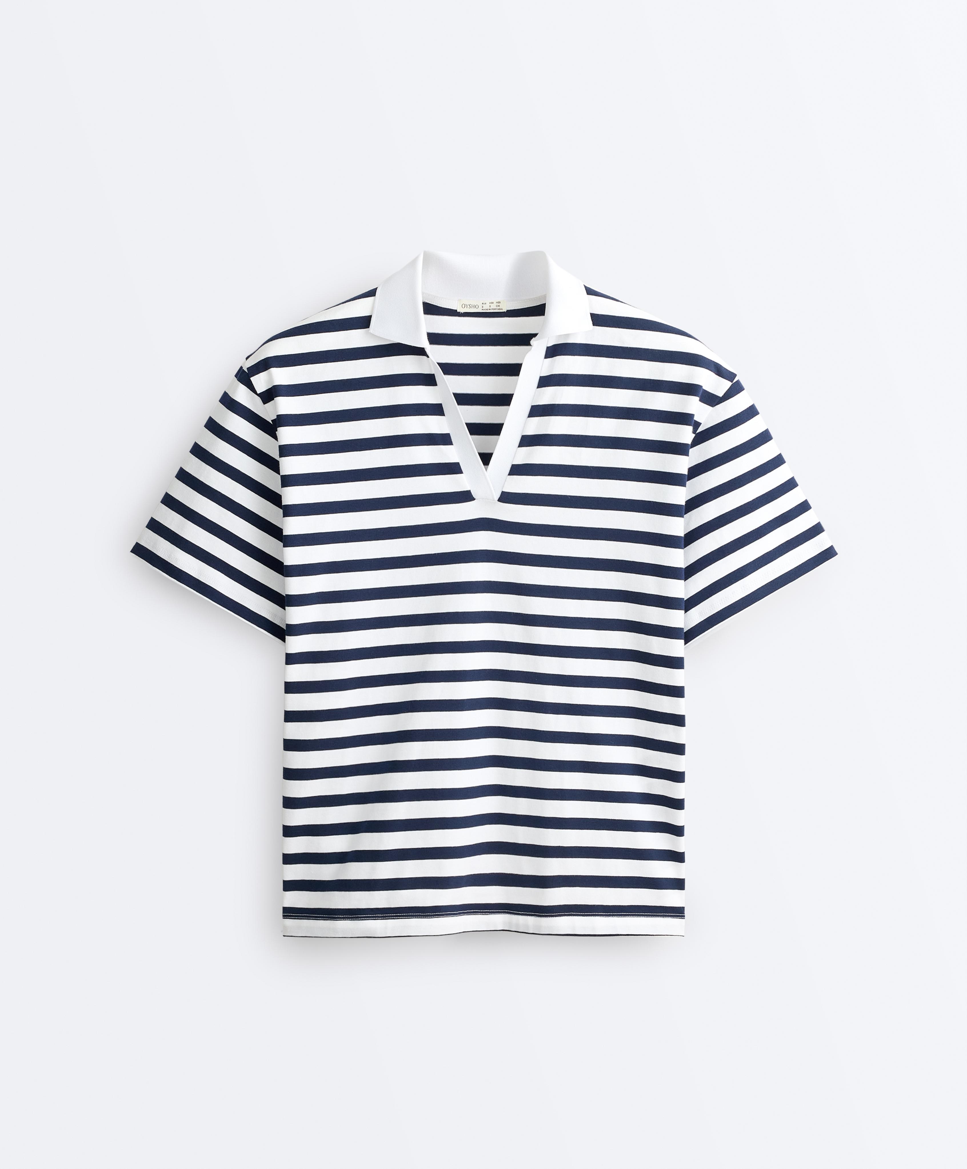 Boxy short-sleeved polo neck cotton blend T-shirt Boxy short-sleeved polo neck cotton blend T-shirt