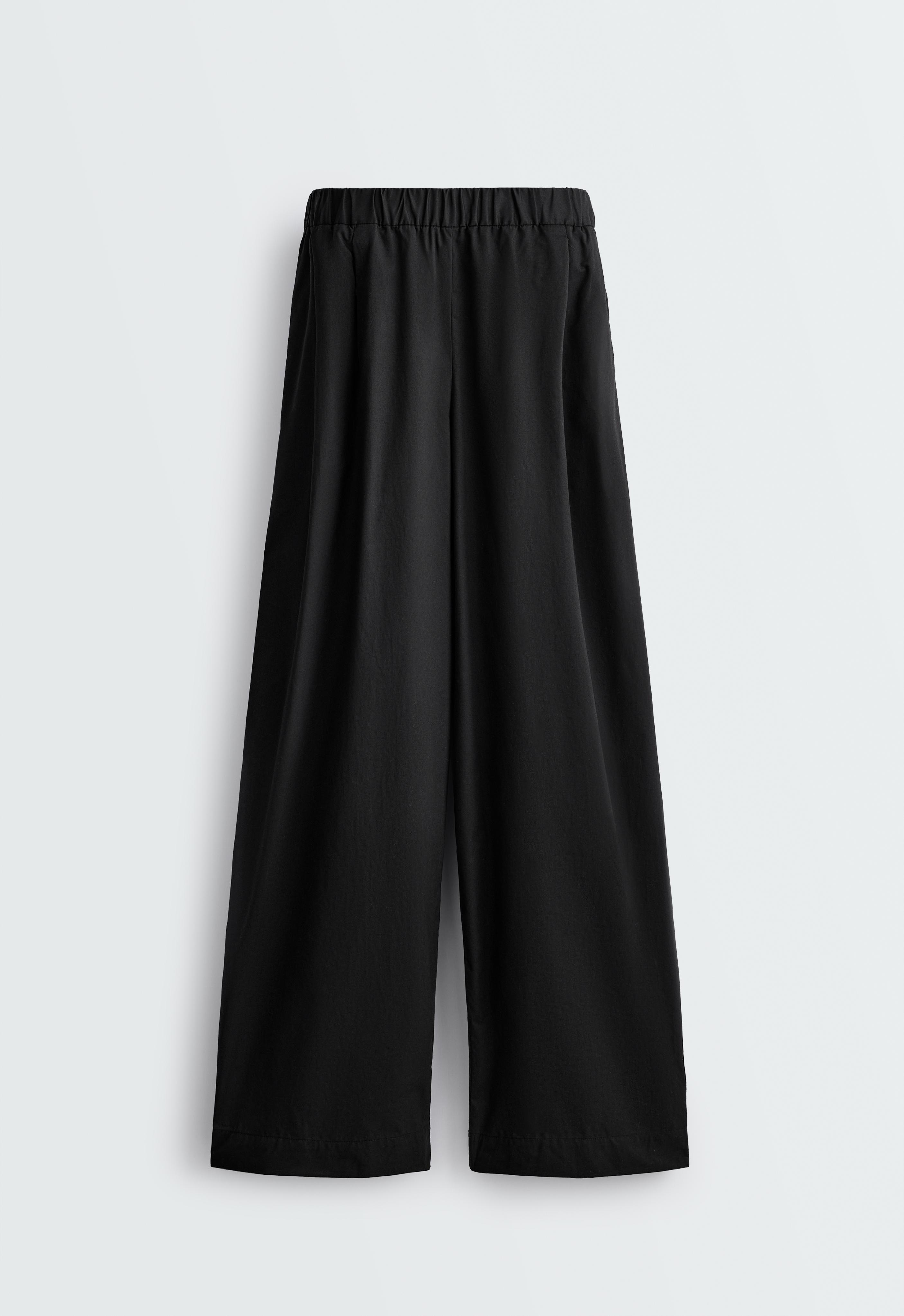 100% cotton tapered trousers — BLACK