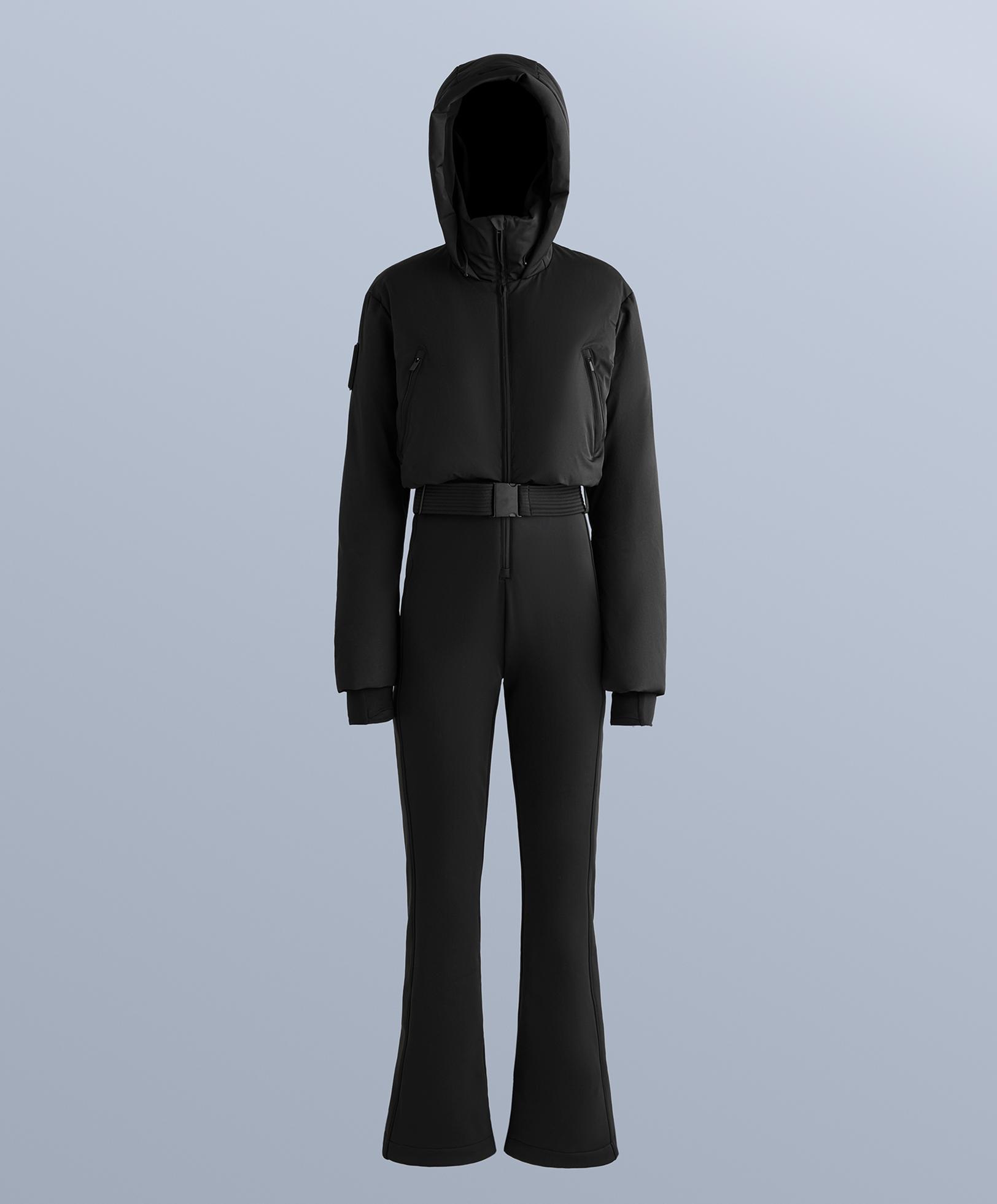 MINARDI PIUME SKI water-resistant padded 80% down and 20% feather jumpsuit — BLACK