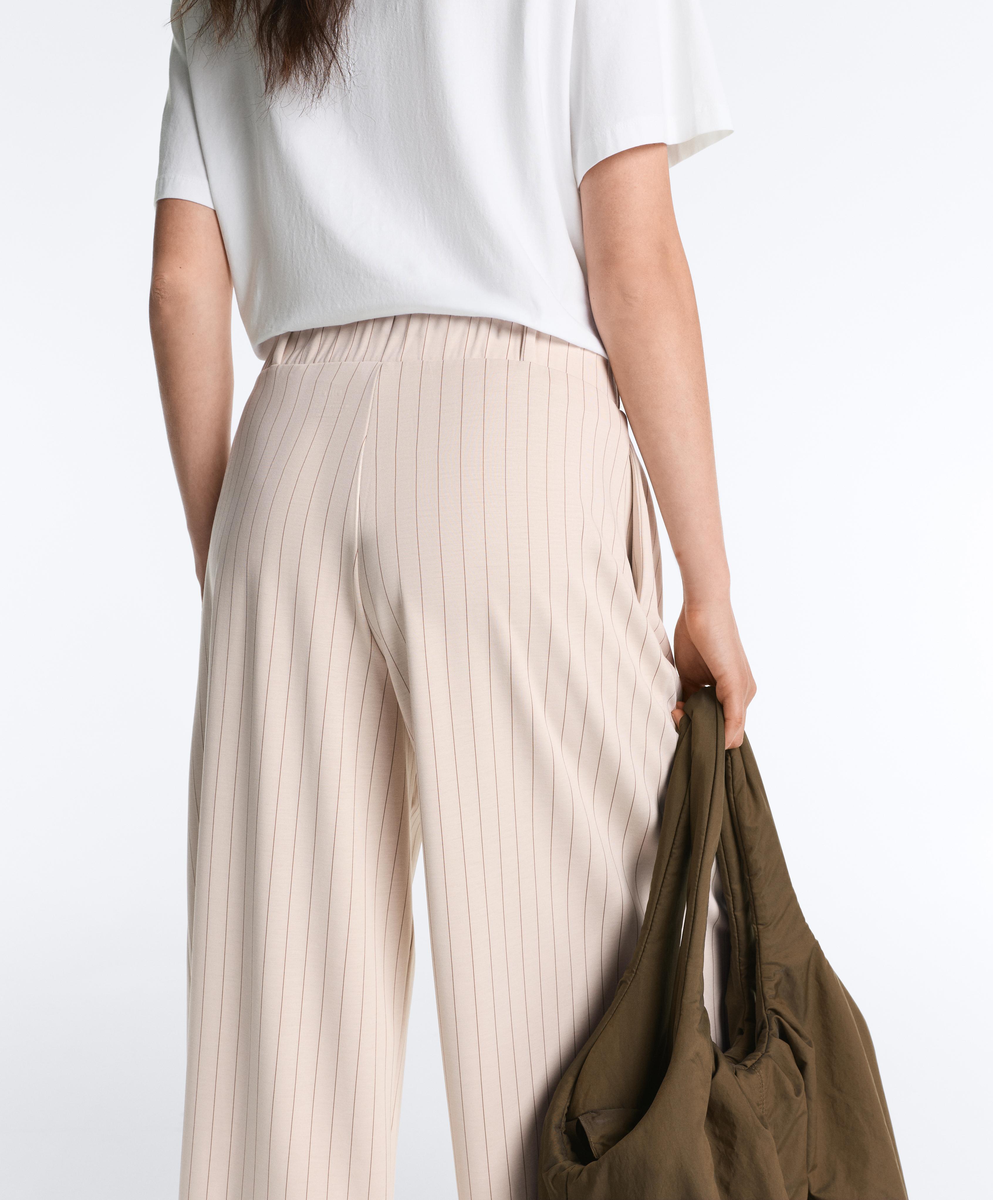 Wide-leg crop trousers with pleats and stripes — SANDY