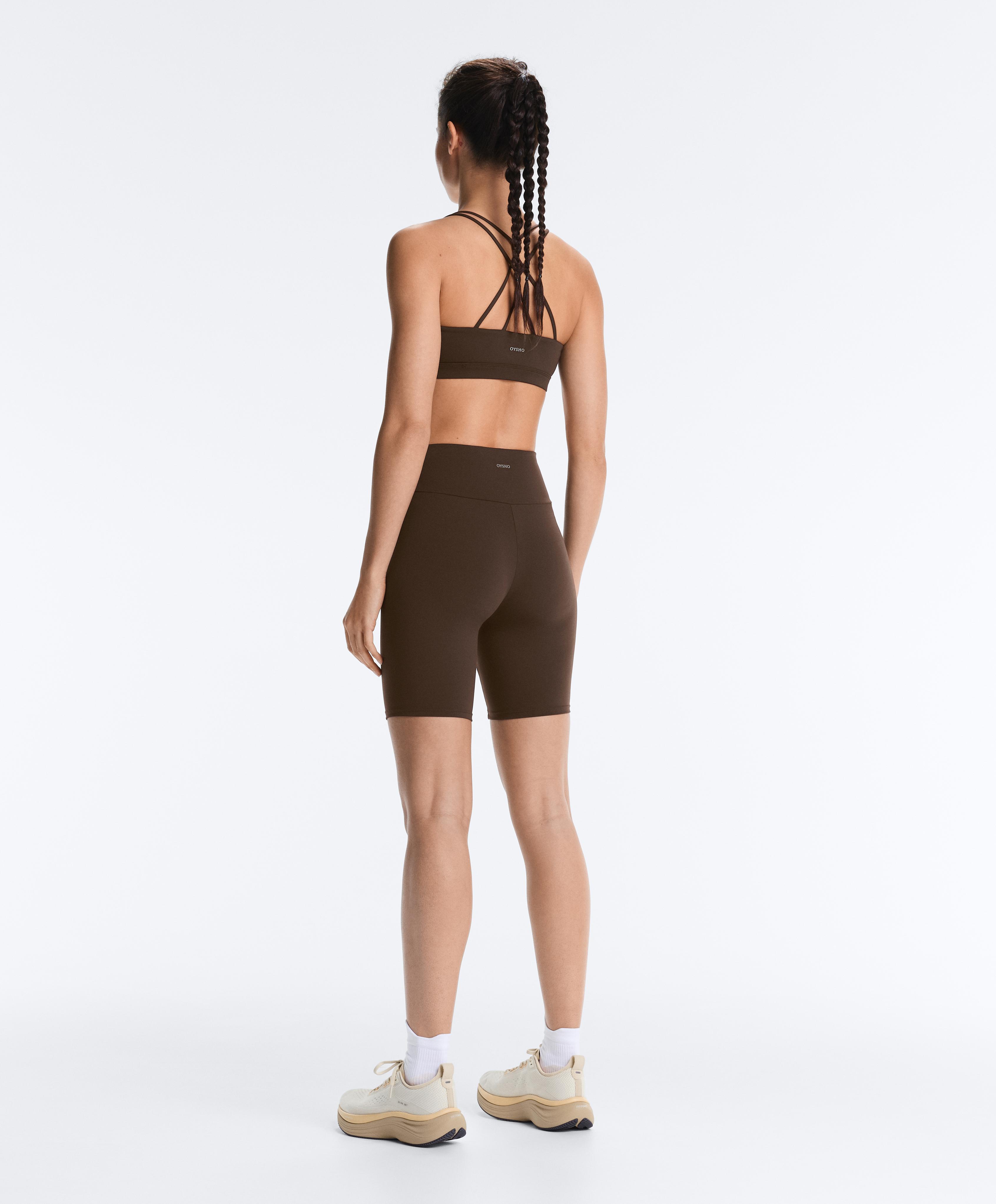 Comfortlux low-support crossover strap sports bra — DARK BROWN