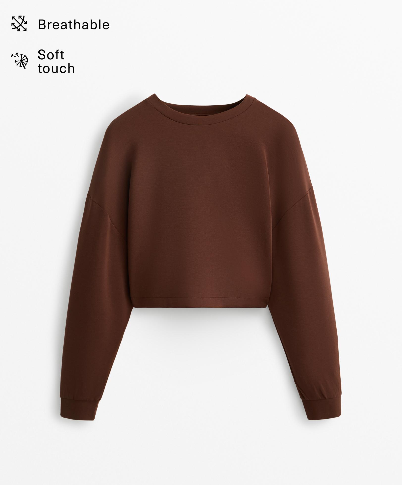 Crop sweater met modal en overslag op de rug