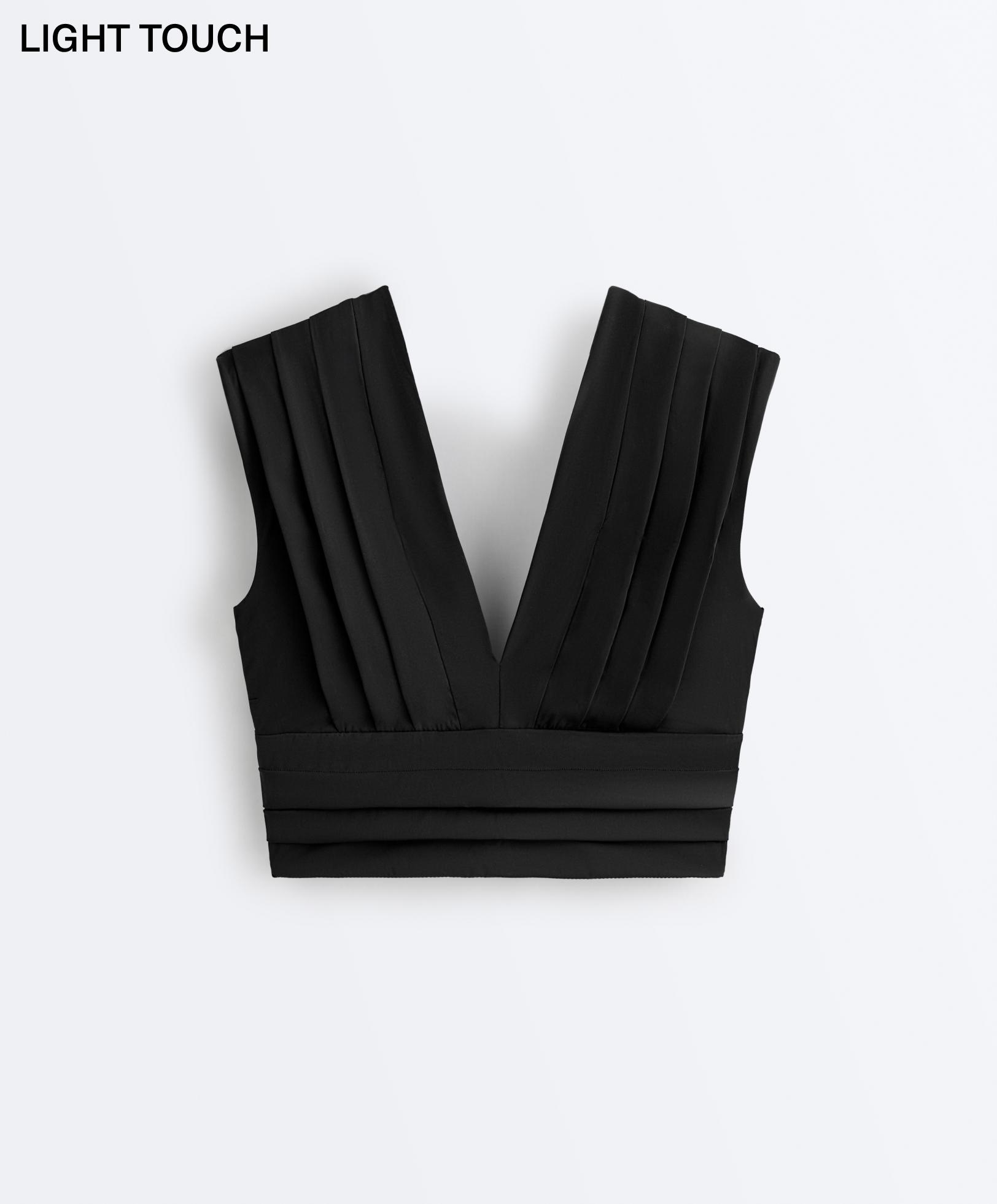 Light Touch pleated tank top — BLACK