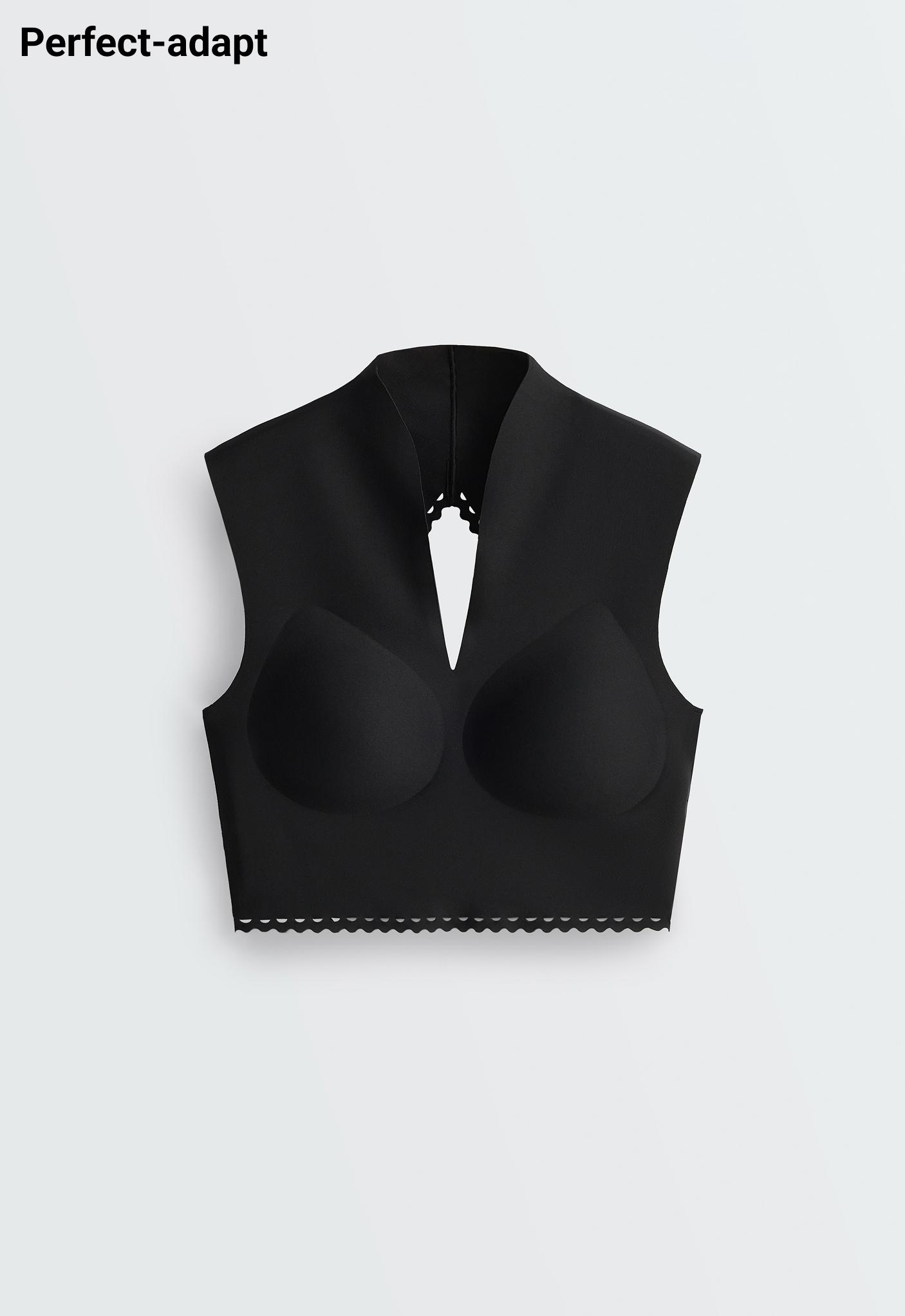 Perfect-adapt wave-detail tank top — BLACK