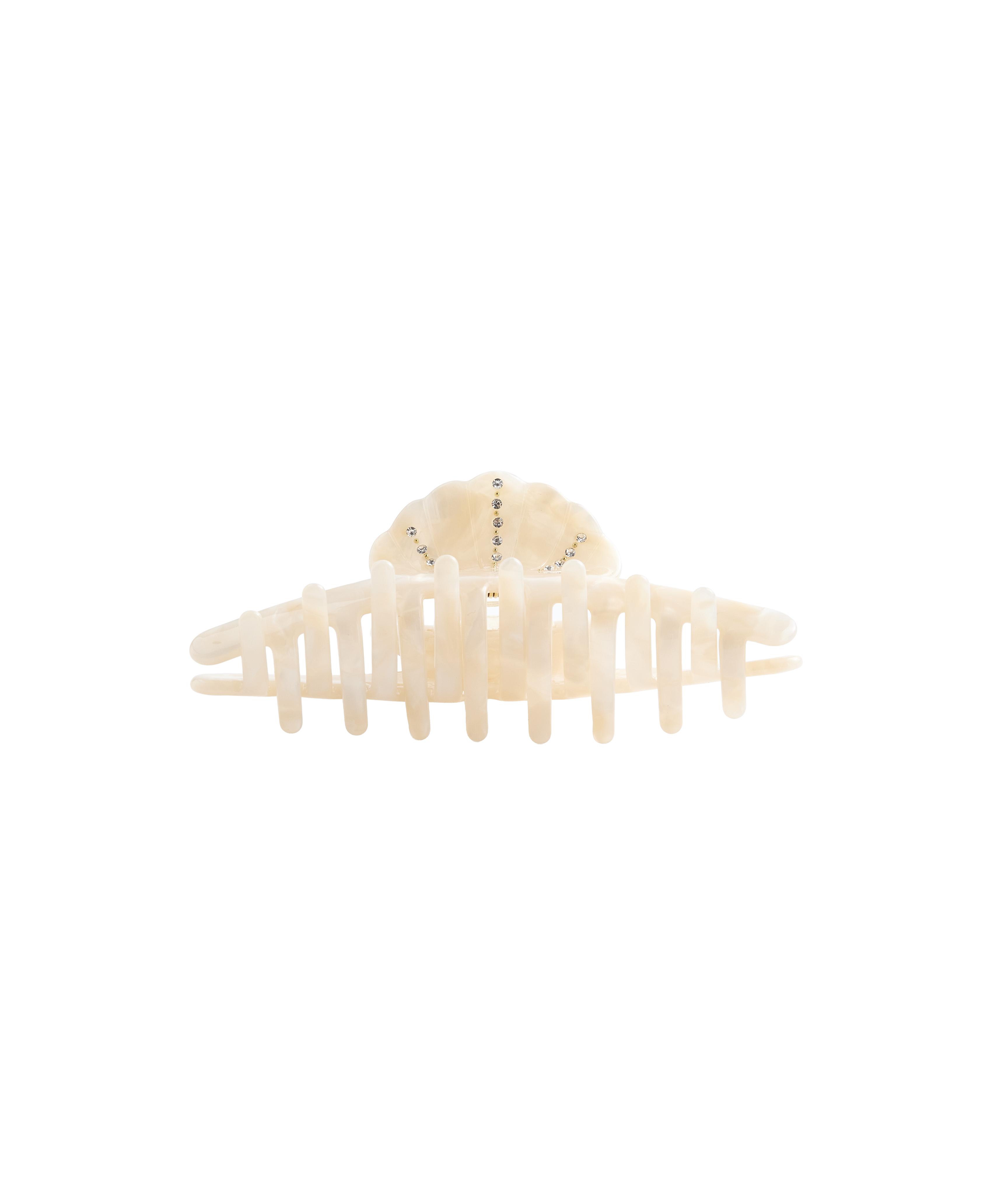 Large shell hair clip — OATMEAL