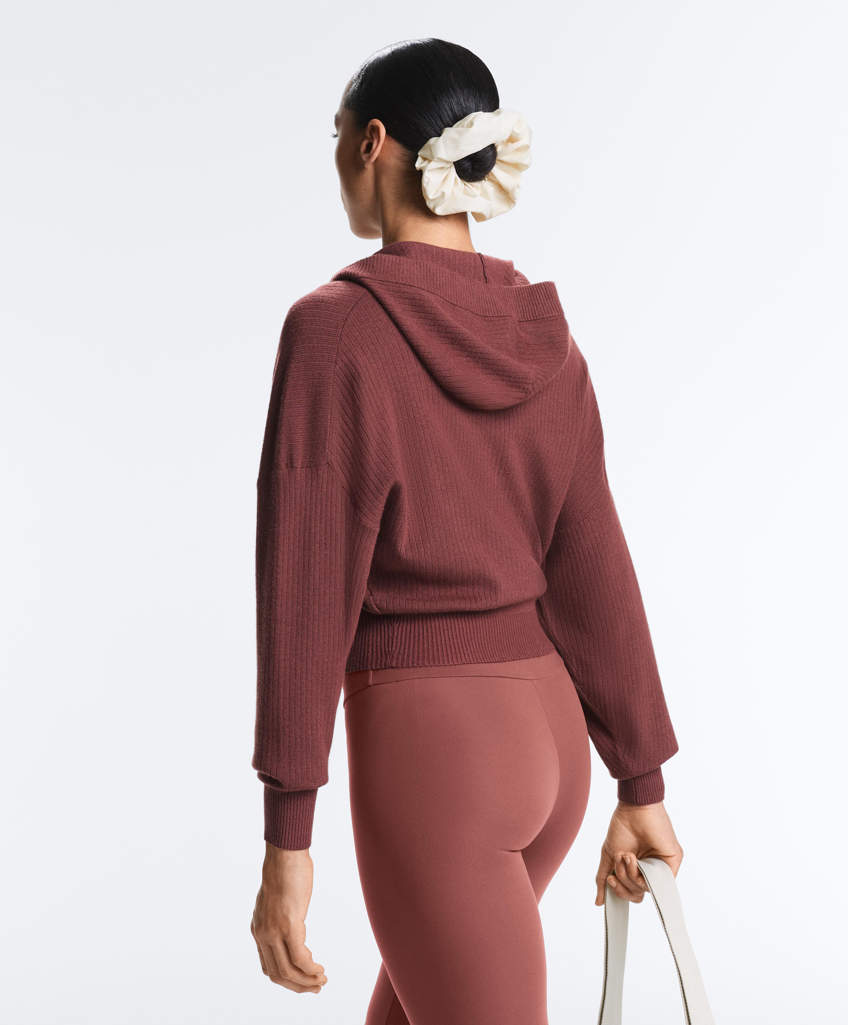 Rib-knit hooded jacket — MAHOGANY