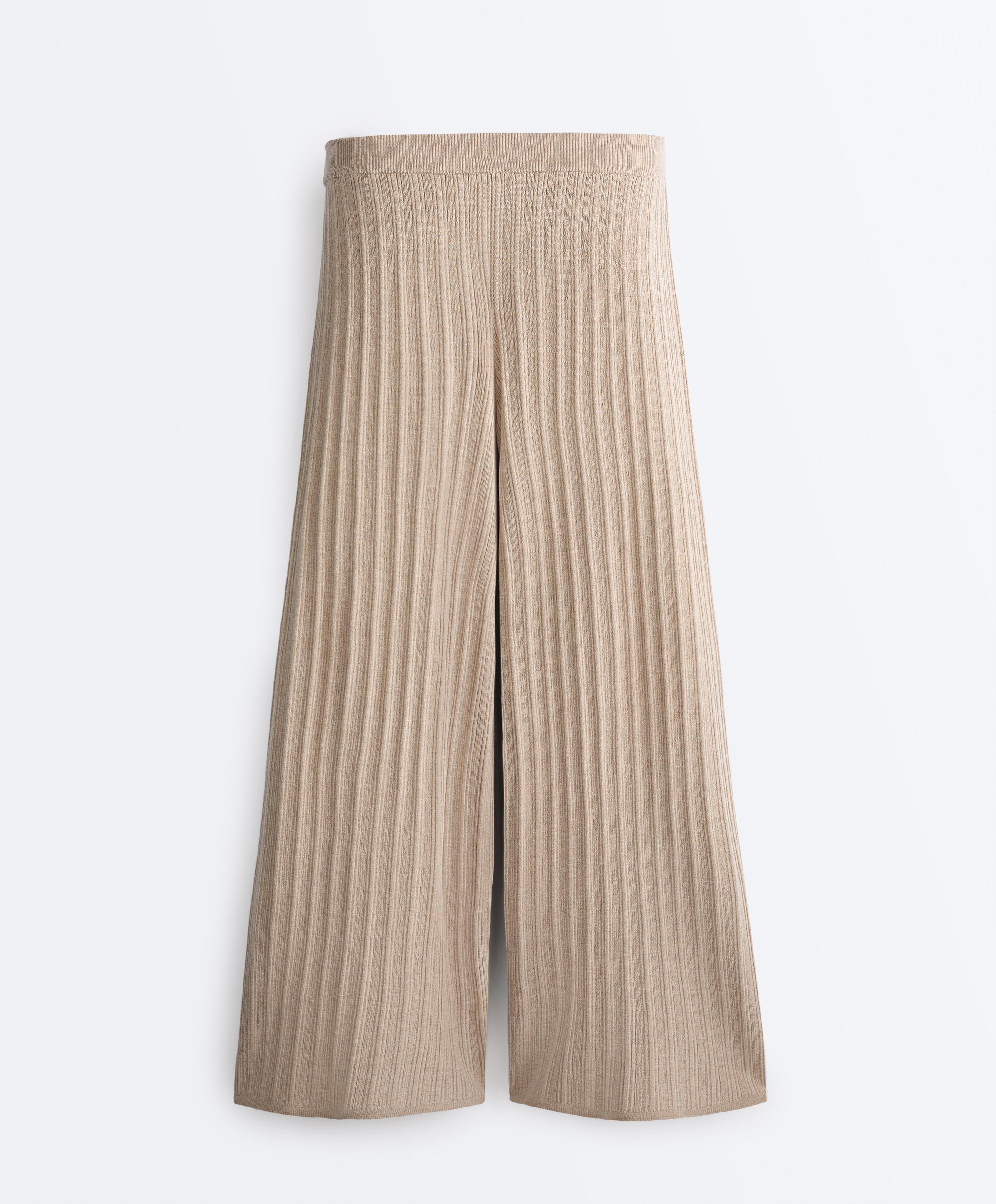 Rib-knit straight-leg trousers — SANDY