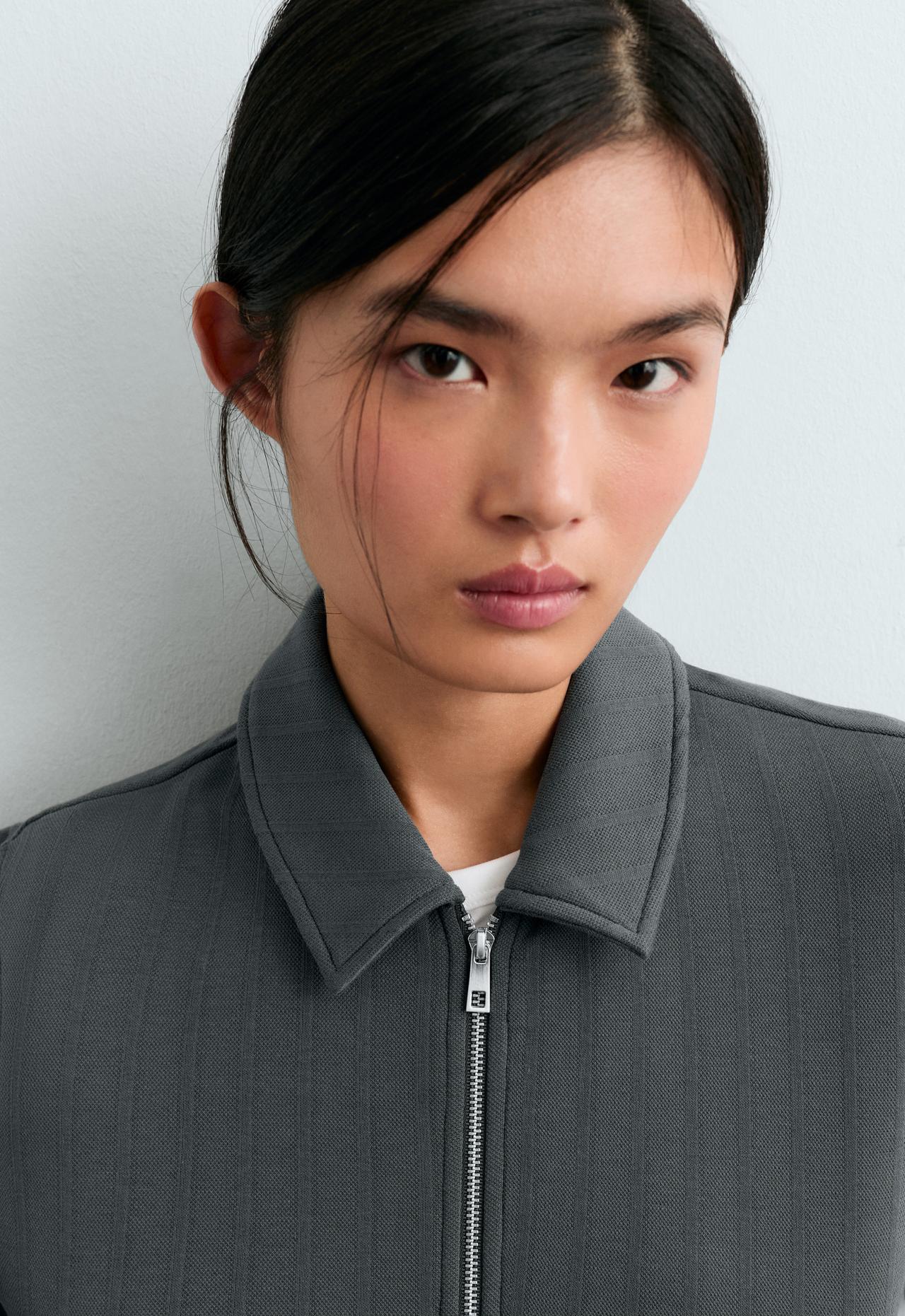 Striped cotton piqué jacket — STEEL GREY