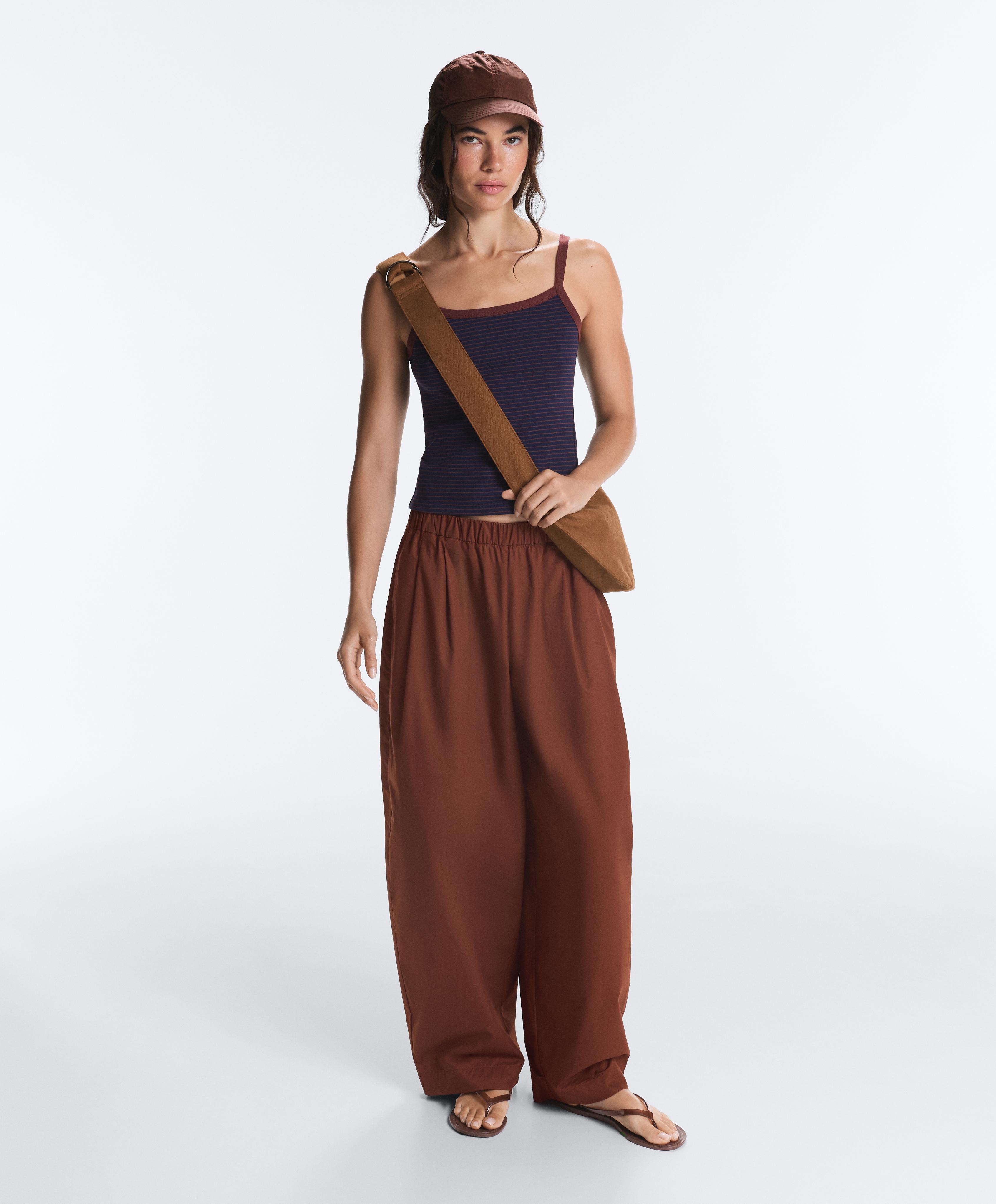 100% cotton tapered trousers — TERRACOTTA