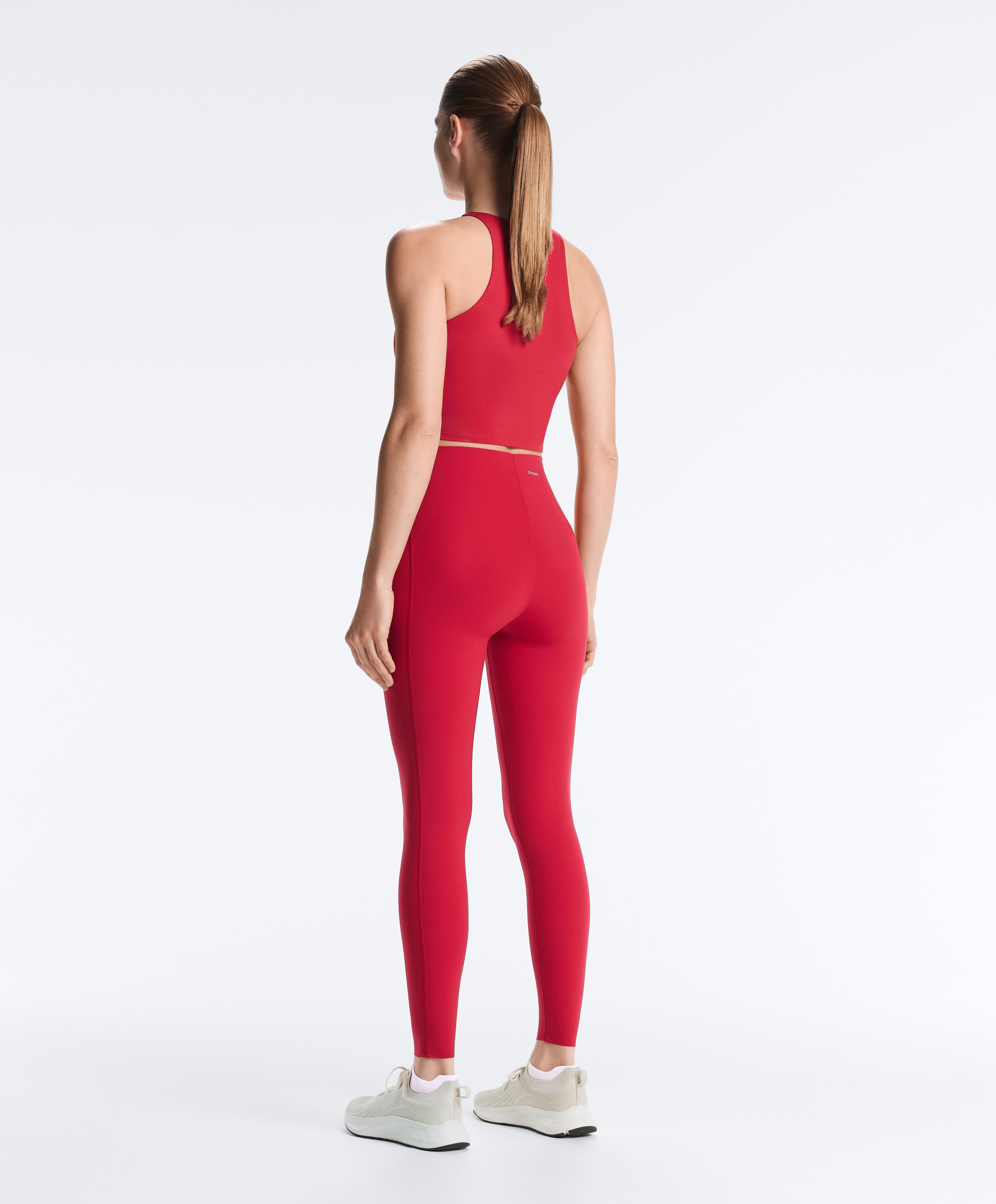 Extra-compressive core-control 65cm ankle-length leggings — RED
