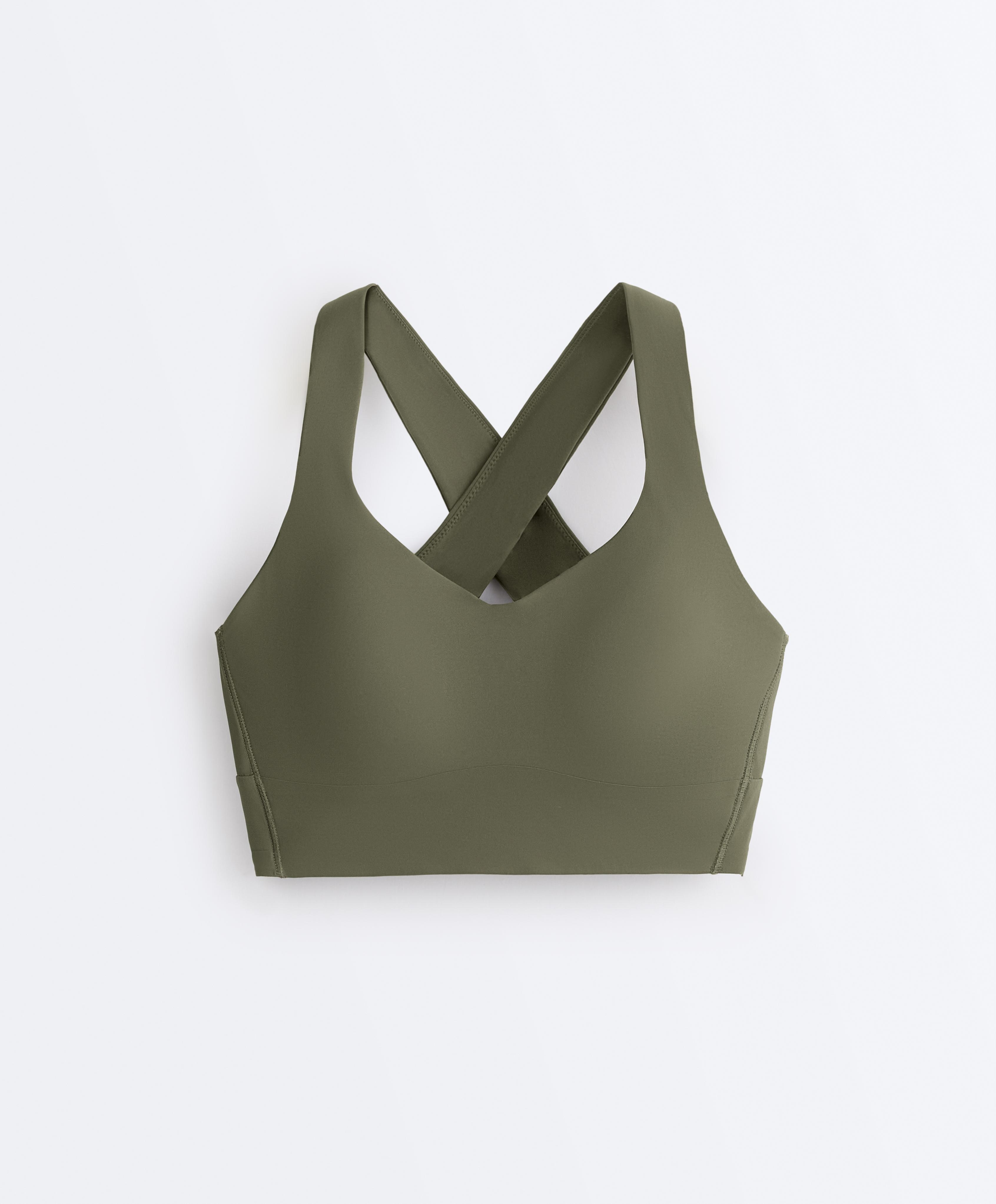 Medium-support Light Touch crossover bra — KHAKI