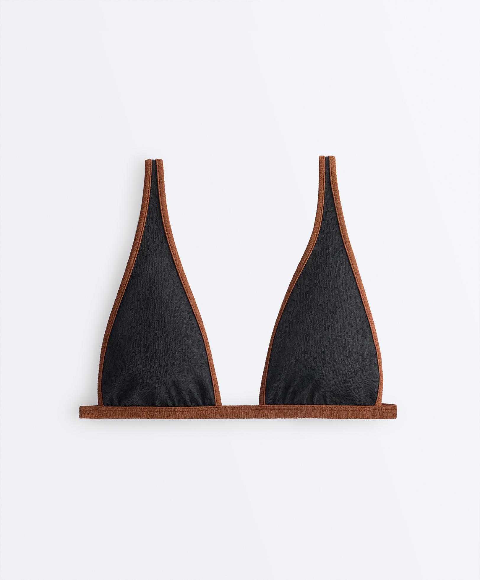 Contrast braid halterneck bikini — BLACK